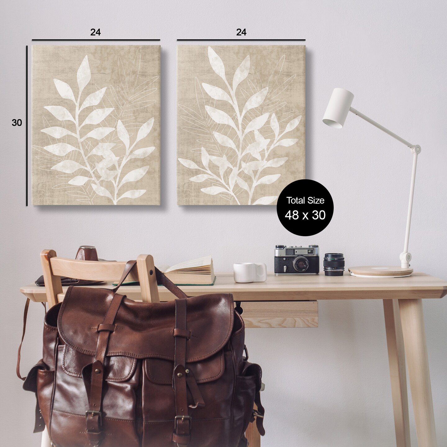 Stupell Industries Boho Botanical Leaf Silhouette Canvas Wall Art