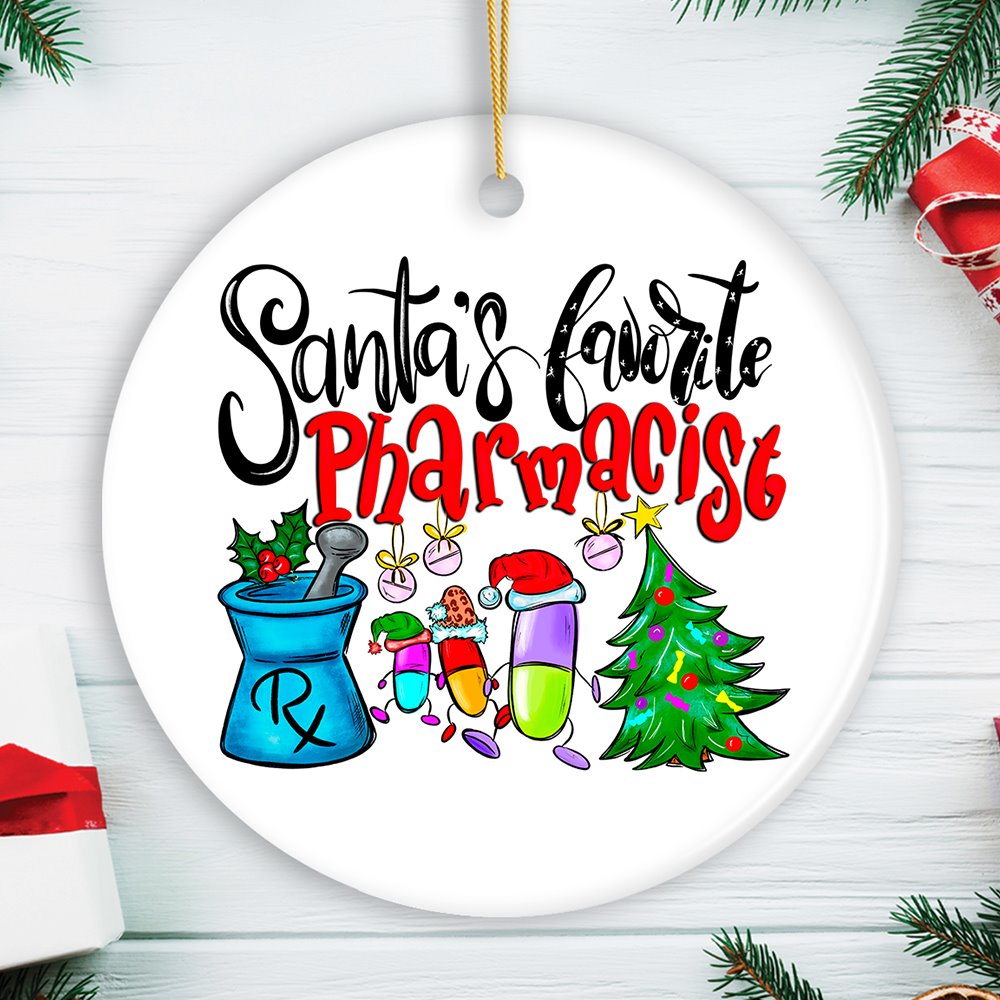 Santa&#x2019;s Favorite Pharmacist Christmas Ornament, Pharmacy Appreciation Gift