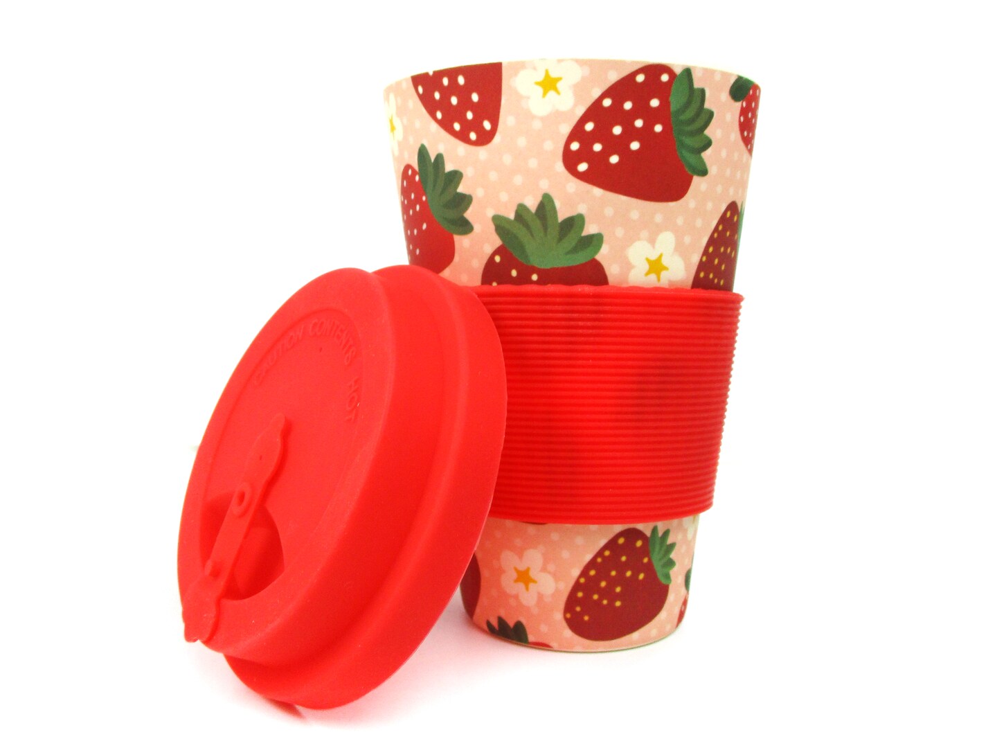 TINYMILLS Strawberry Travel Mug - 14 oz Eco-Friendly Reusable Plant Fiber Travel Mug
