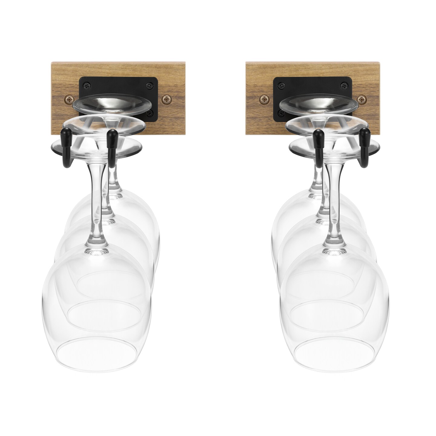 Sorbus Wall Mounted Wine Glass Rack, Wire & Wood Stemware Holder Set for Wine Glasses, Champagne Glasses, and Drinkware 2 Pack