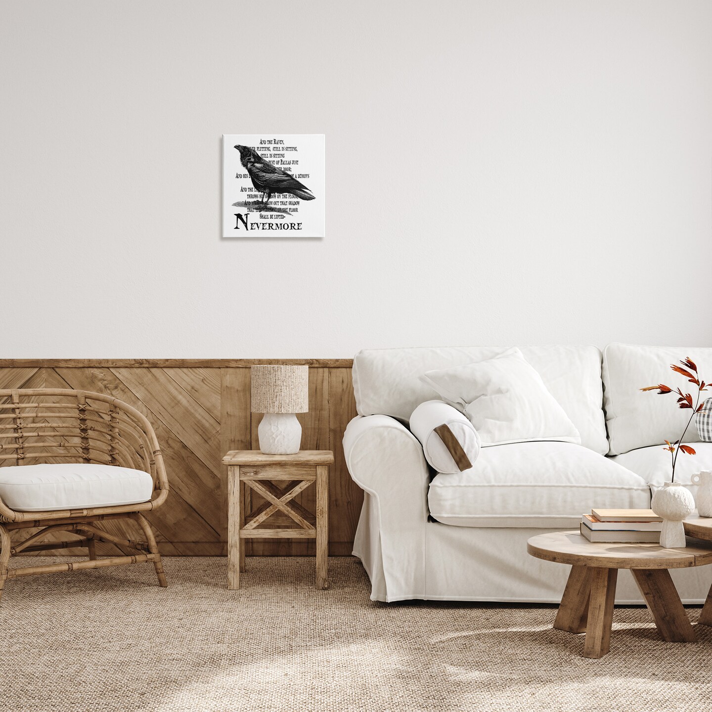 Stupell Industries Creepy Halloween Black Crow Raven Canvas Wall Art