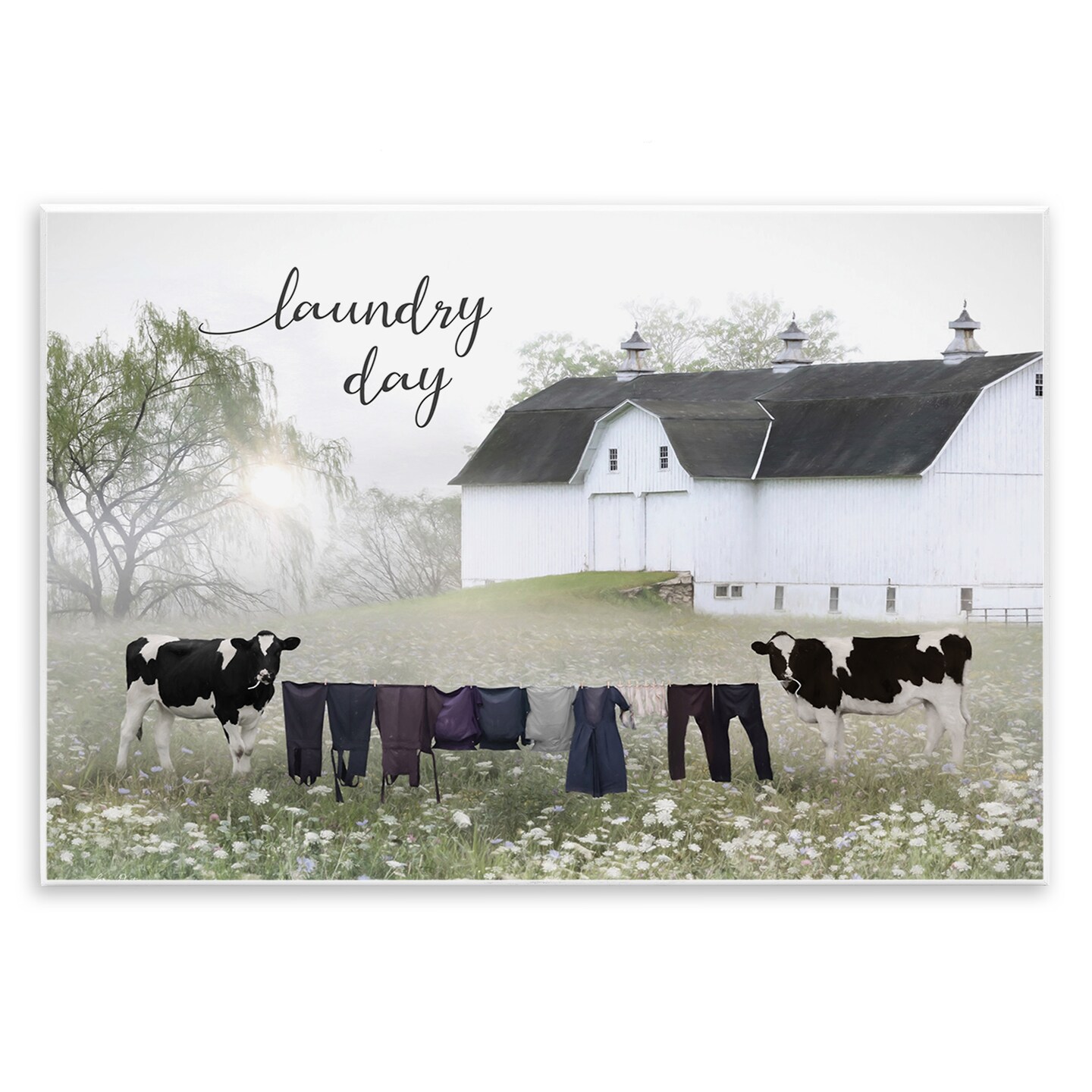 Stupell Industries Laundry Day Rural Cows Meadow Wall Plaque Art