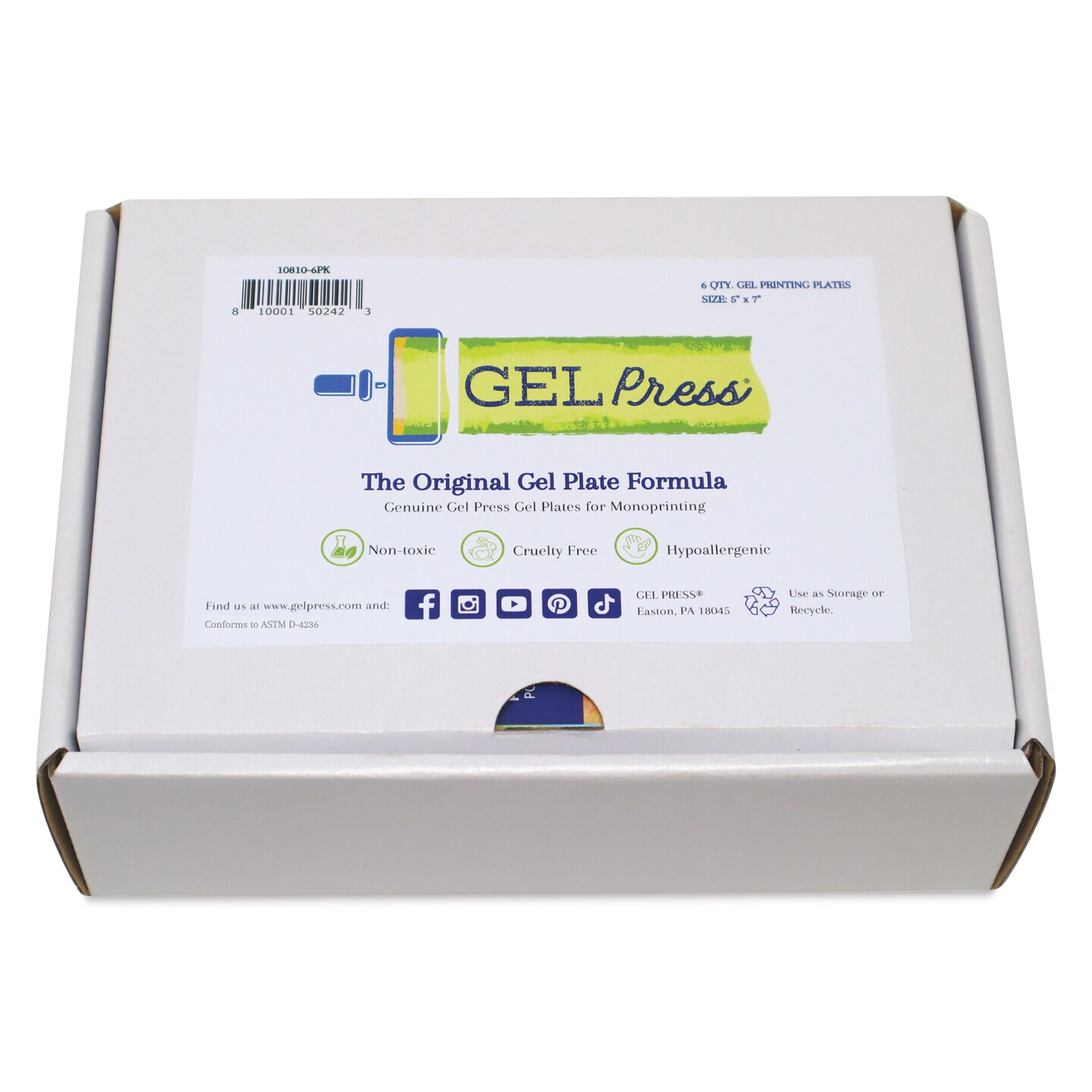 Gel Press Printing Plates - Class Pack, 5&#x22; x 7&#x22;, Set of 6