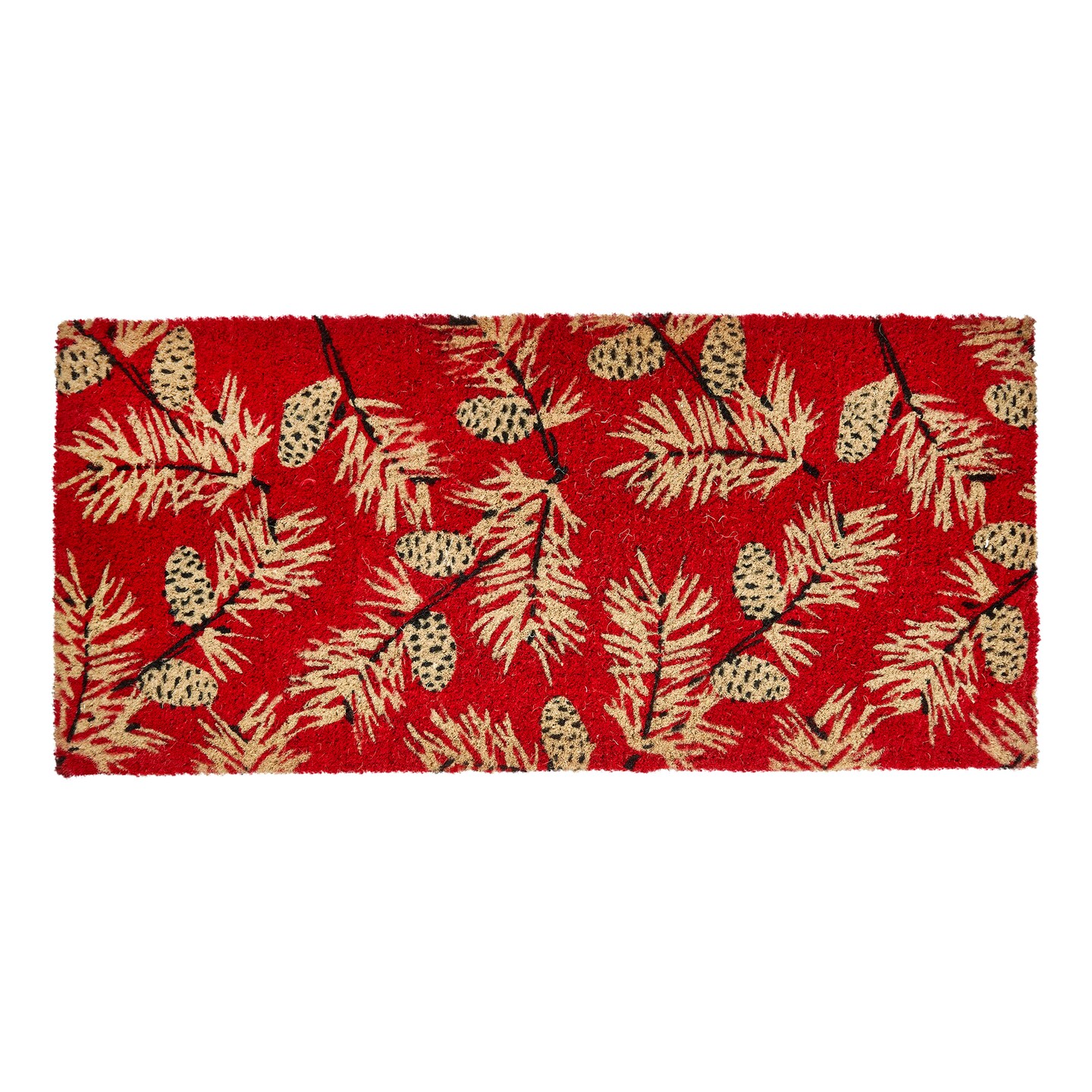 1&#x27;6&#x22;x3&#x27;3&#x22; Pinecone Sprig Estate Coir Mat Rectangle Indoor and Outdoor Coir Door Welcome Mat Red