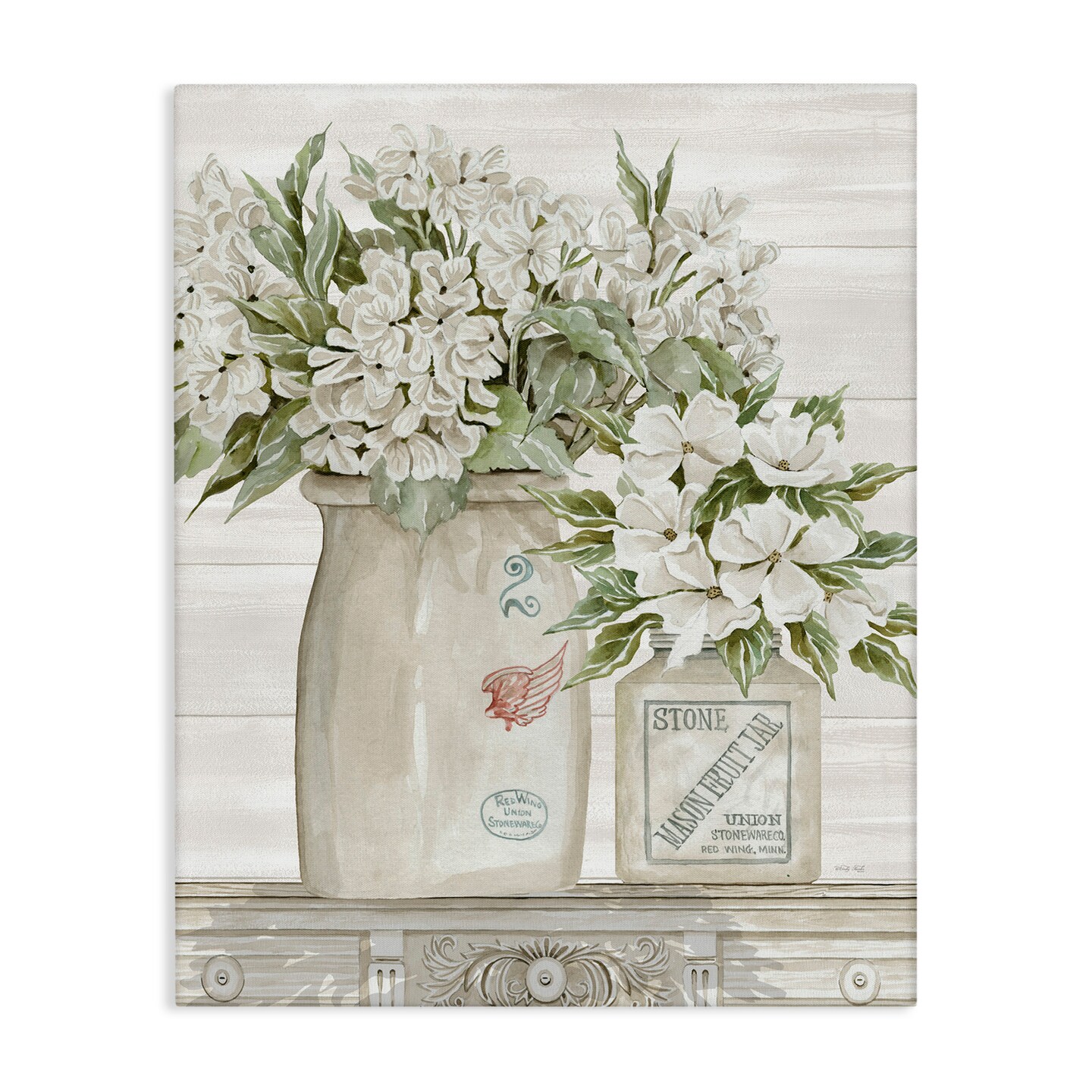 Stupell Industries Alluring White Floral Jars Canvas Wall Art