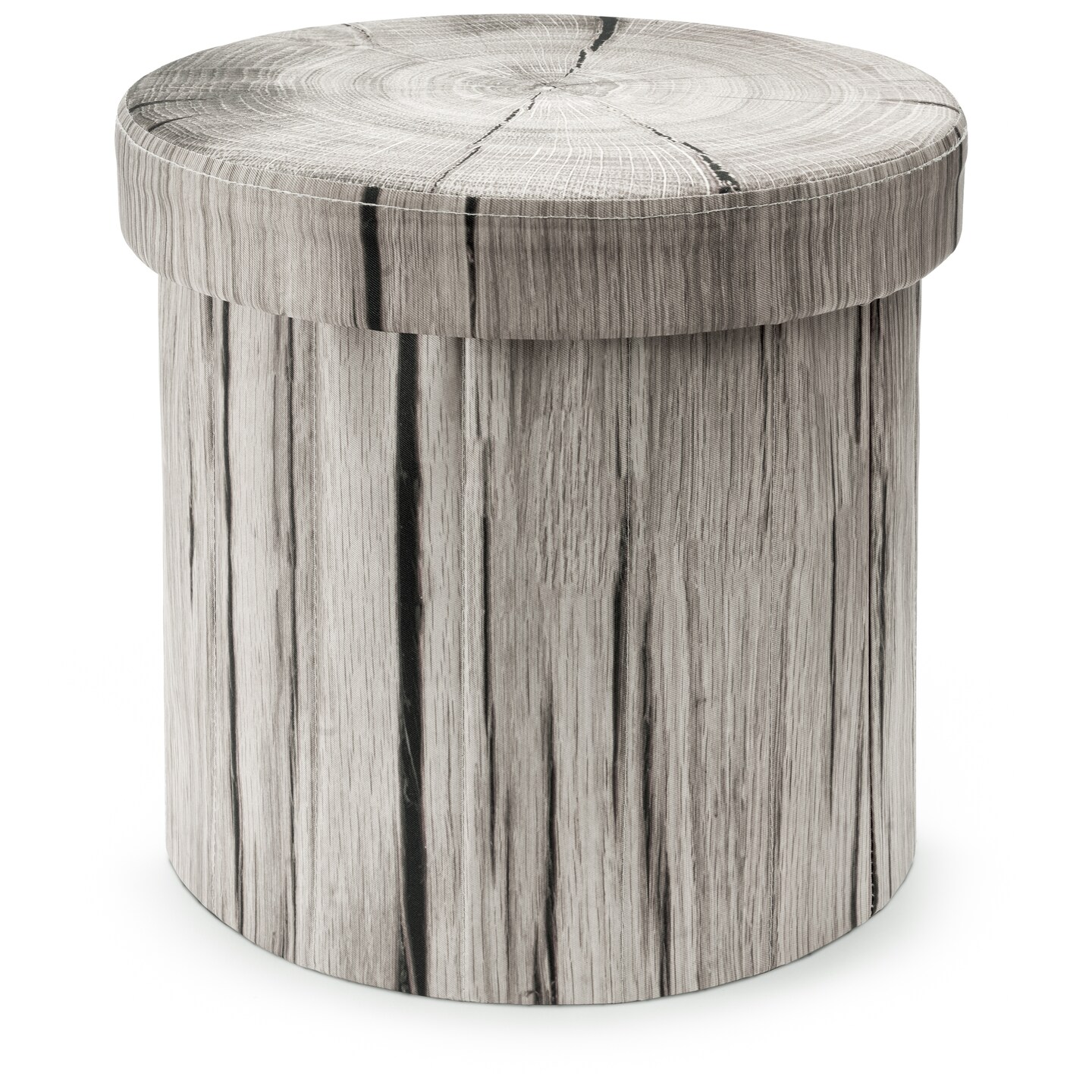 Sorbus Tree Stump Stool,  15-Inch Storage Ottoman, Fake Tree Stumps Footstool