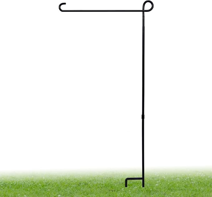 Garden Flag Holder Stand, Premium Garden Flag Pole Holder Weather-Proof Metal Powder-Coated Flagpole without Clip and Stopper for Garden Flag, Outdoor Garden Decor