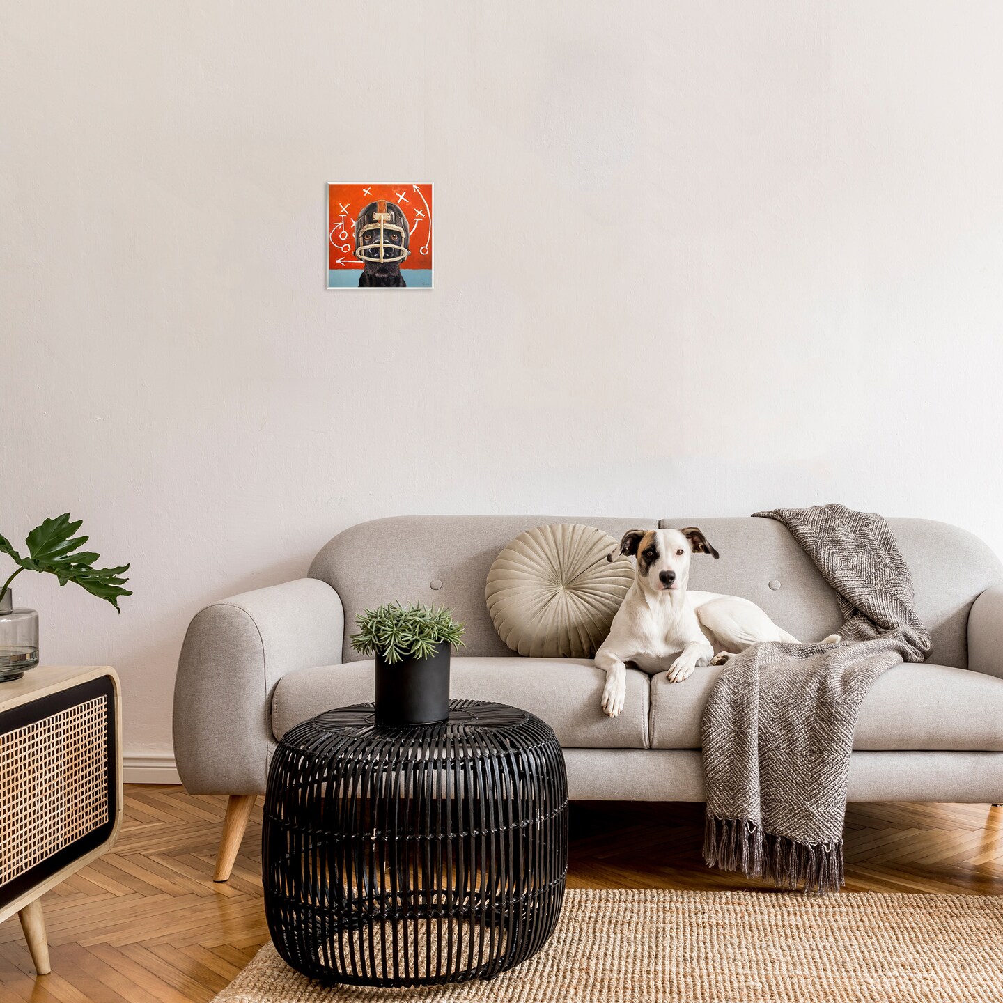 Stupell Industries Dog in Football Helmet Sports Plays Wall Plaque Art