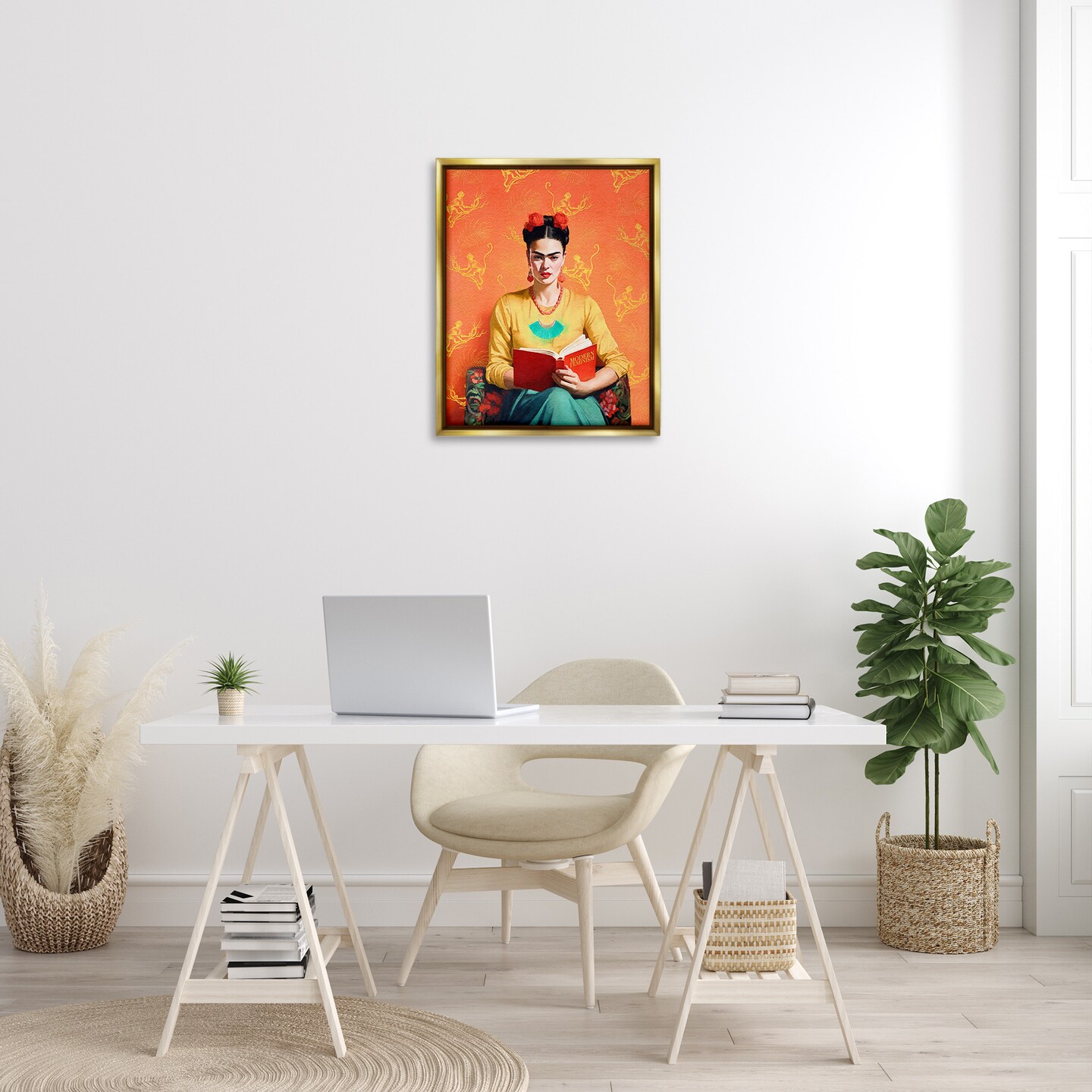 Stupell Industries Modern Frida Kahlo Framed Floater Canvas Wall Art