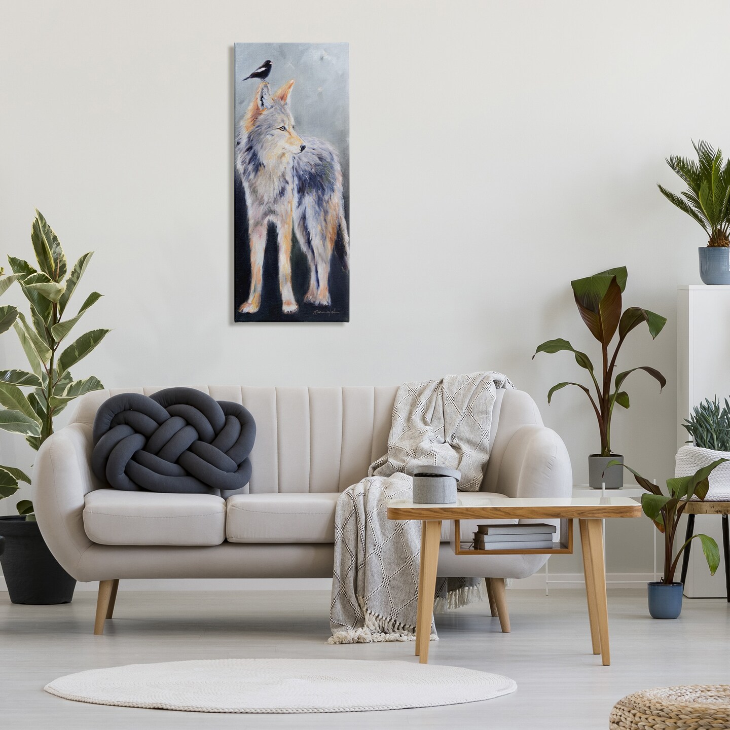 Stupell Industries Wild Coyote &#x26; Black Bird Canvas Wall Art