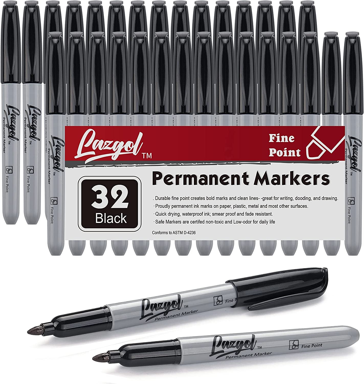 thumbnail image 2 of 180 Pack Permanent Markers Bulk Fine Point Marker Pens Waterproof Quick Drying Smear Proof Pens Fine Tip Office School Supplies For Teachers Students 2 of 13