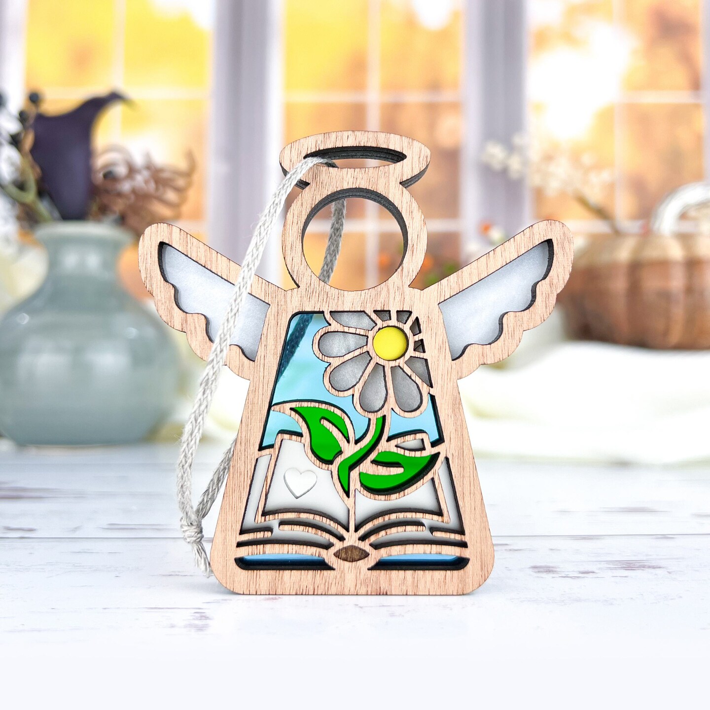 3.5&#x22; Book Lovers Ornament - Handcrafted in Texas - Mother&#x27;s Angels&#xAE; Figurine - Mother&#x27;s Day Gifts