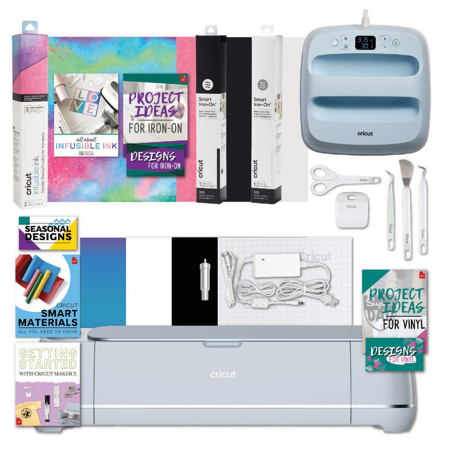 Cricut Maker 3 Easy Press 3 Machine Combo Bundle