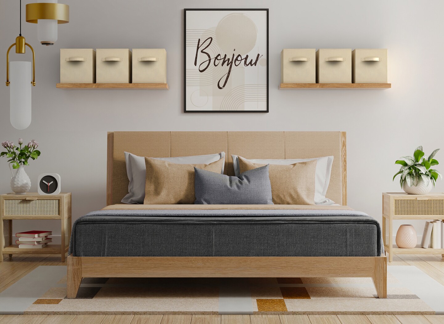 Sorbus Fabric Storage Cubes, Large 13 Inch Storage Bins, Foldable Cube Baskets with Handle, 1-Pc Neutrals