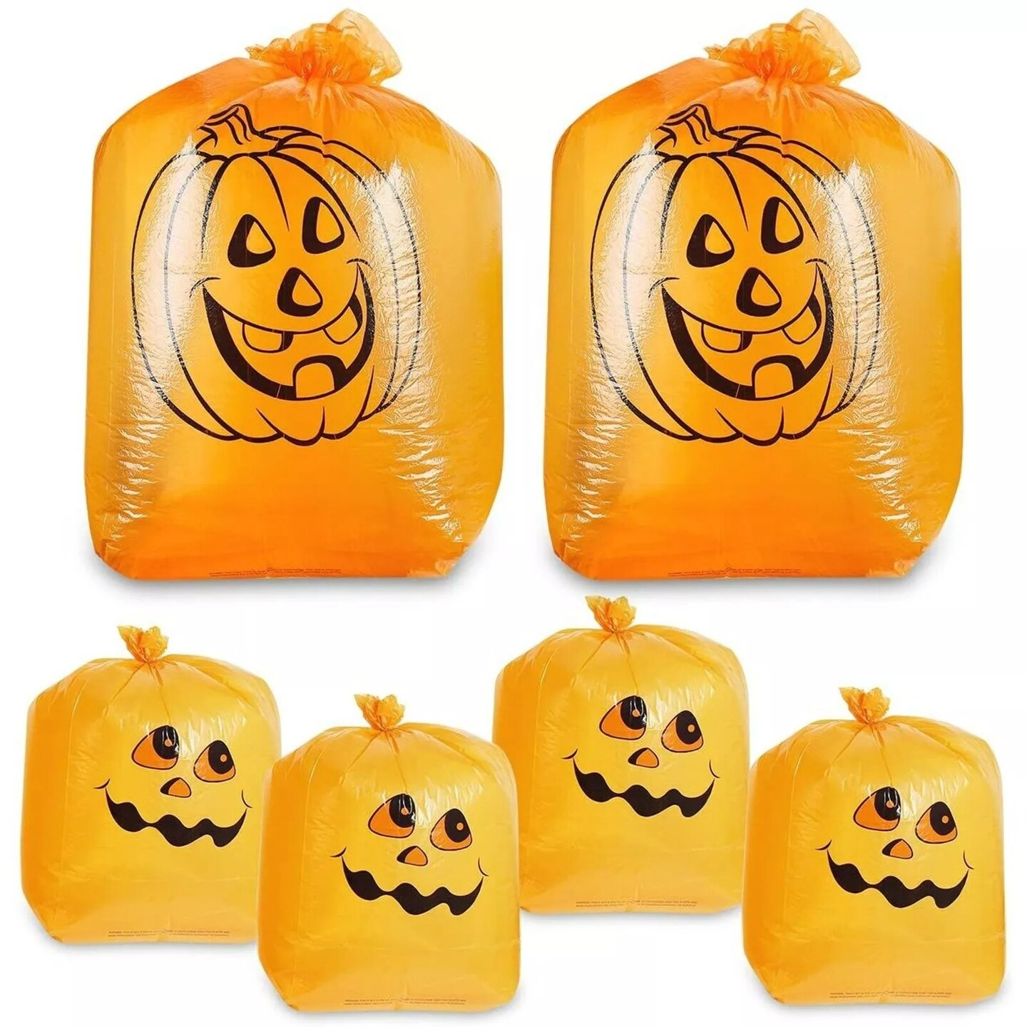 6 Pack Halloween Pumpkin Lawn Leaf Trash Bags Fall Decor, Small & Medium Size