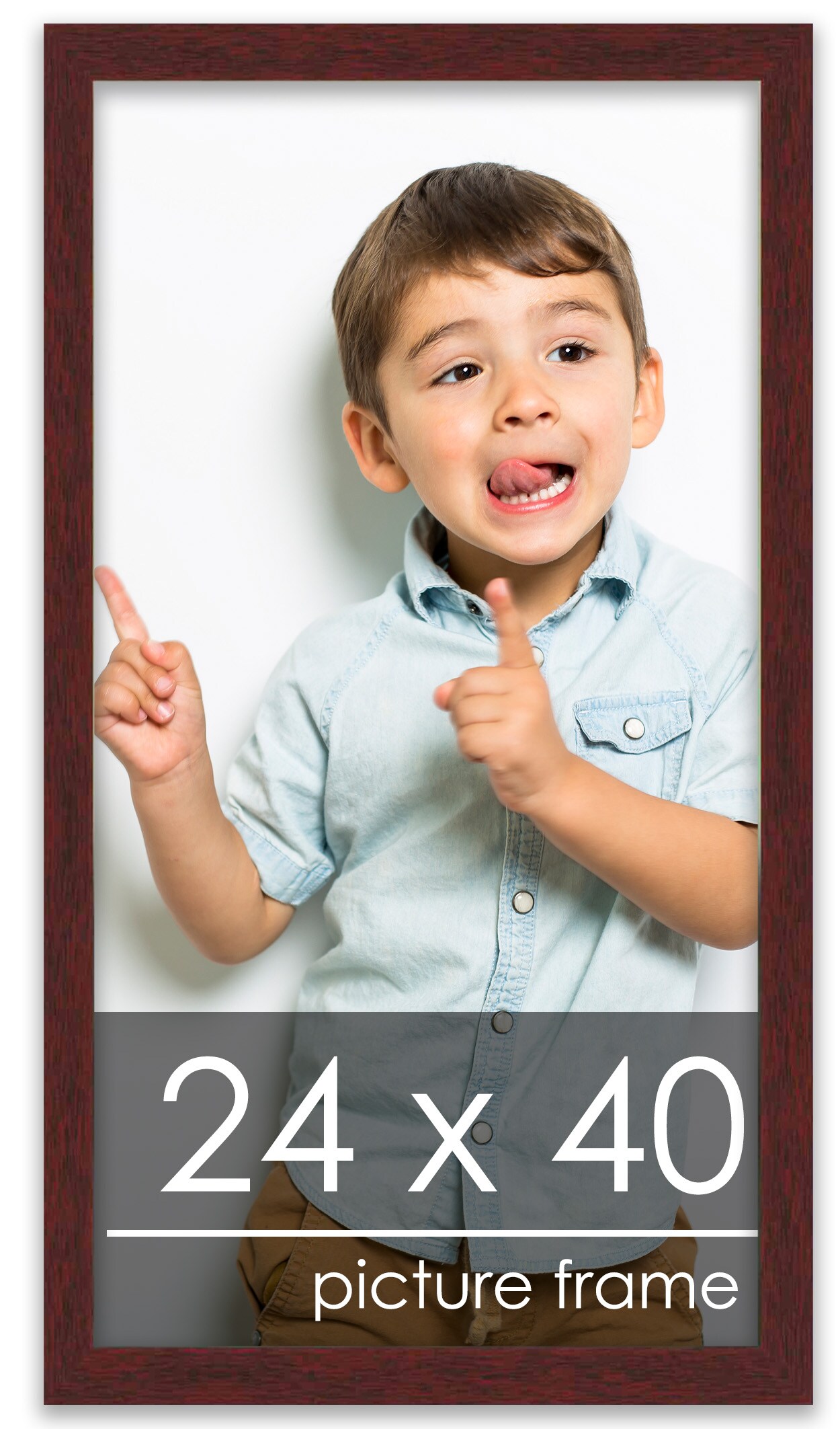 24x40 Solid Wood Picture Frame with UV-Resistant Acrylic & Acid-Free Backing, Available in 6 Finishes: Matte Black, Matte White, Metallic Bronze, Silver, Natural Wood Grain & Mahogany