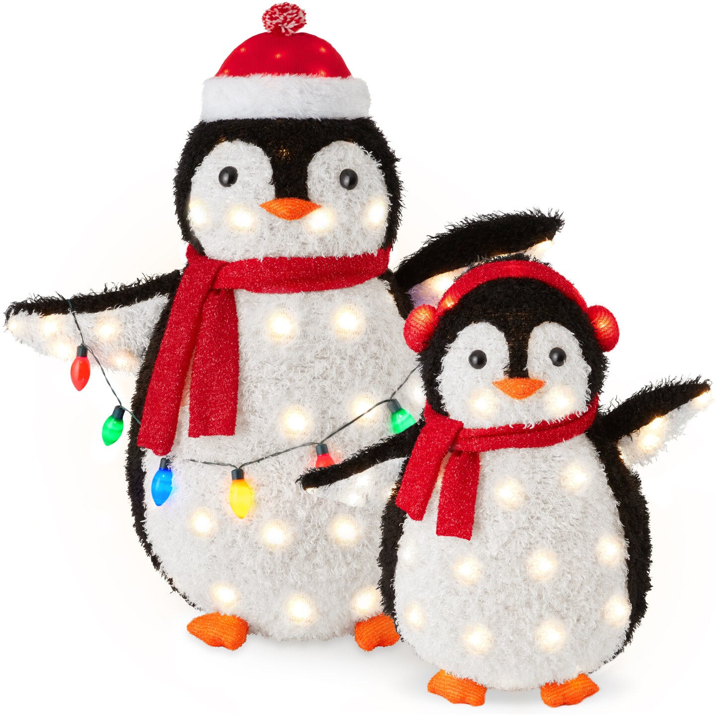 Best Choice Products 2-Piece Lighted 3ft Pop-Up Penguin Family Outdoor Christmas Decoration w/ 150 LED Lights