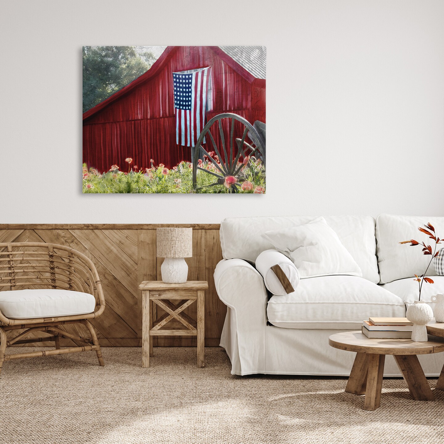 Stupell Industries Country Farm Meadow Americana Canvas Wall Art