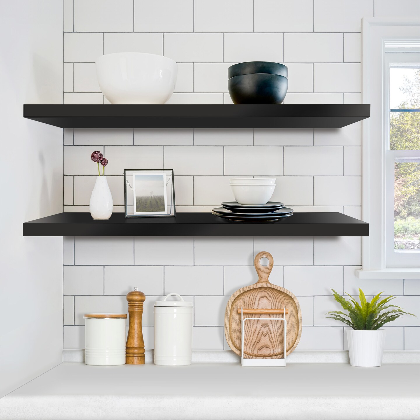 Sorbus Floating Shelves for Wall - 2 Long Floating Shelves for Bedroom, Kitchen, Living Room, Bathroom Shelves, Home Decor, Farmhouse - 35 x 9 Inch Wall Mounted Floating Shelves for Wall