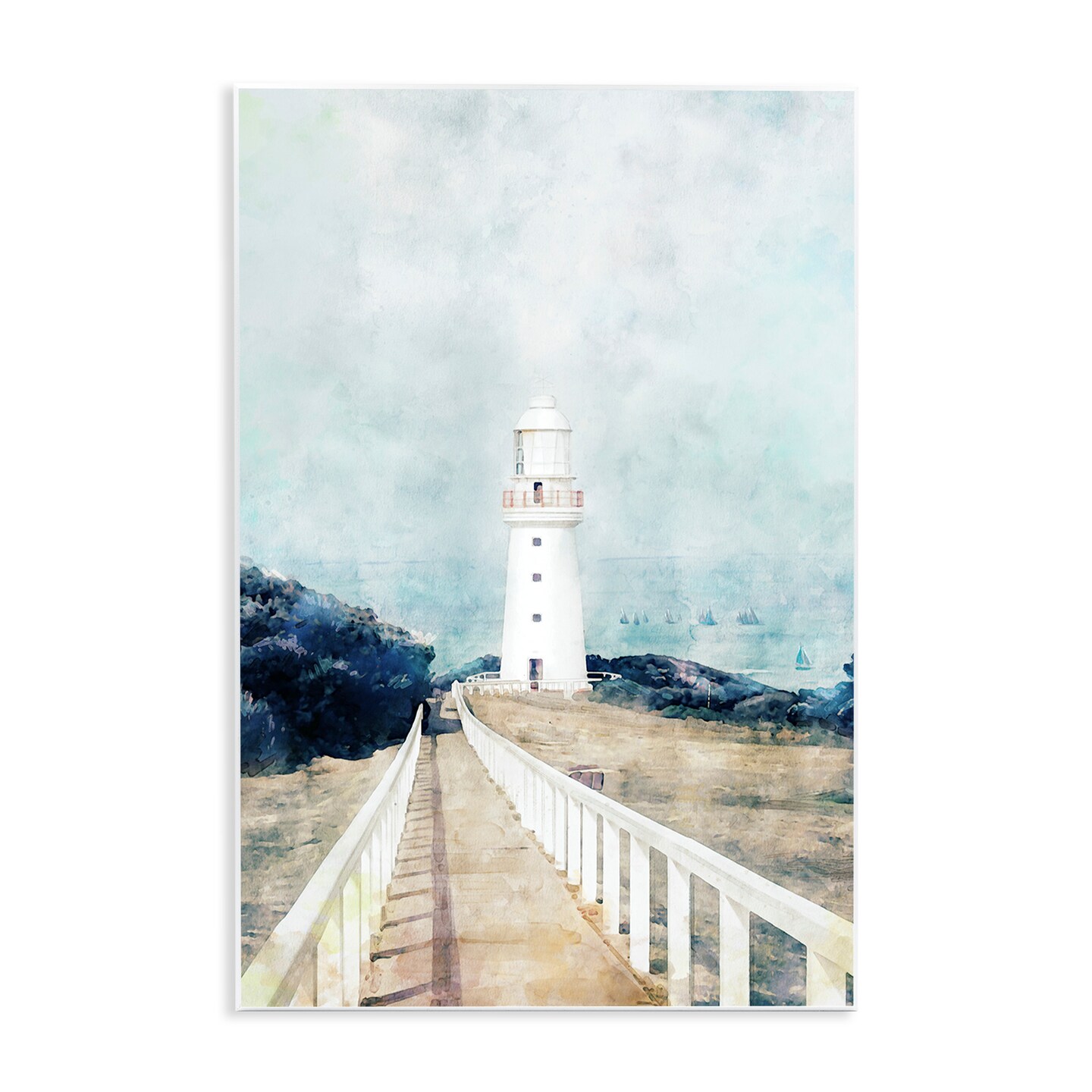 Stupell Industries White Lighthouse &#x26; Rustic Boardwalk Wall Plaque Art