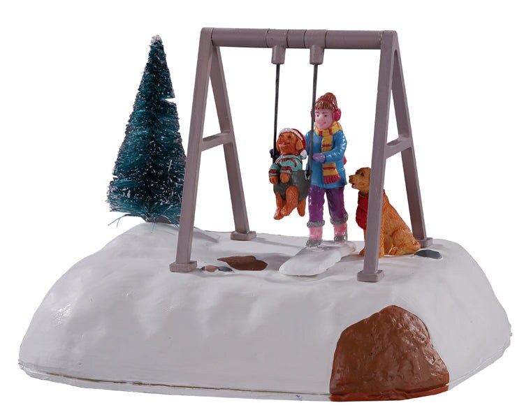 LEMAX Puppy Gets a Swing Ride, Battery Operated (4.5V) #14836