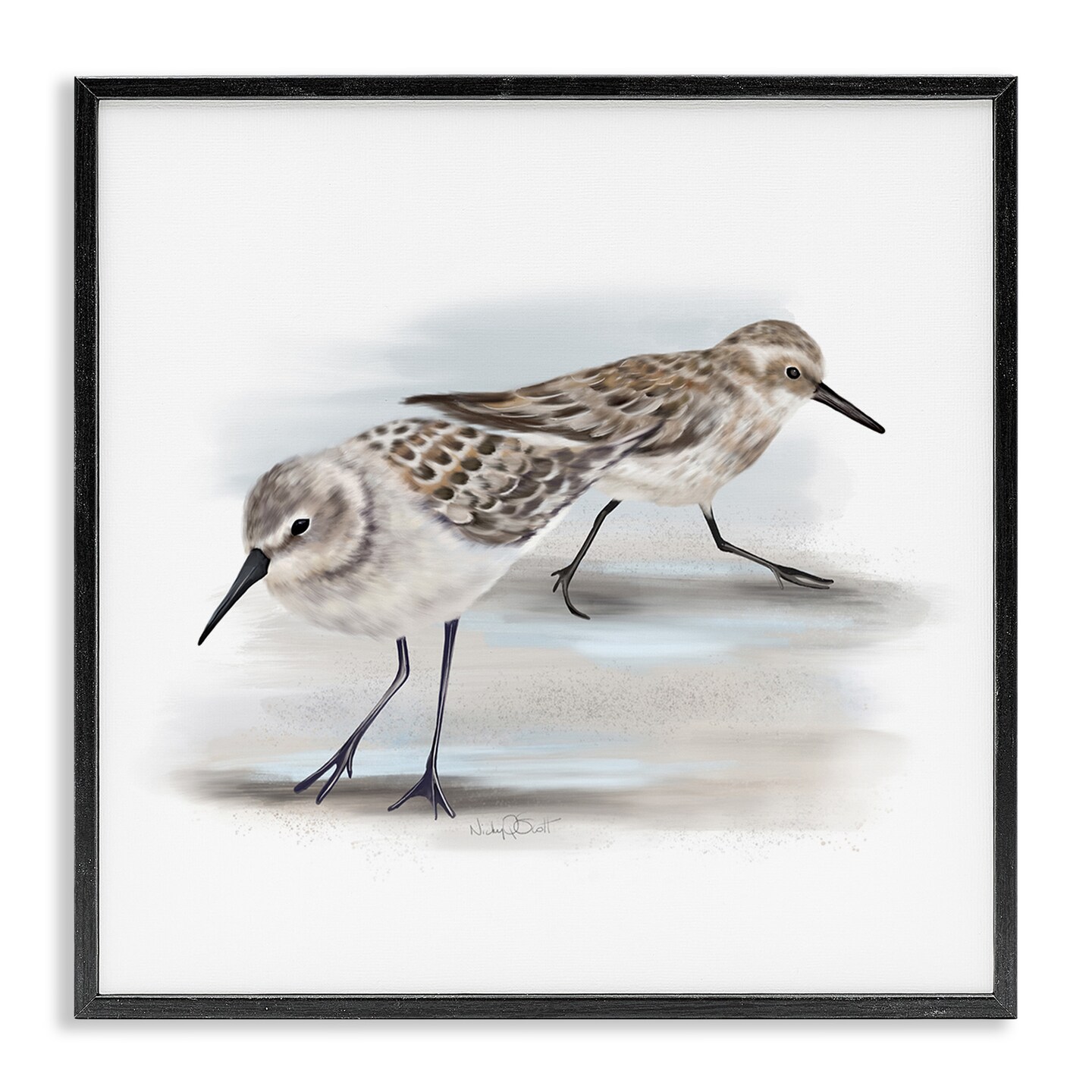 Stupell Industries Sandpiper Pair on Sandy Beach Framed Giclee Art ...