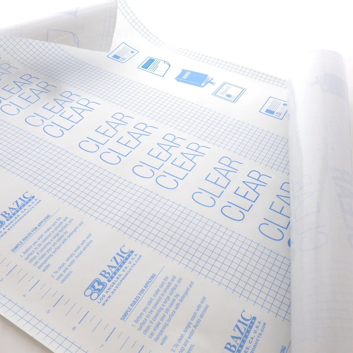 Clear Self Adhesive Book Cover, 17.5&#x22; x 60&#x22;, Pack of 6