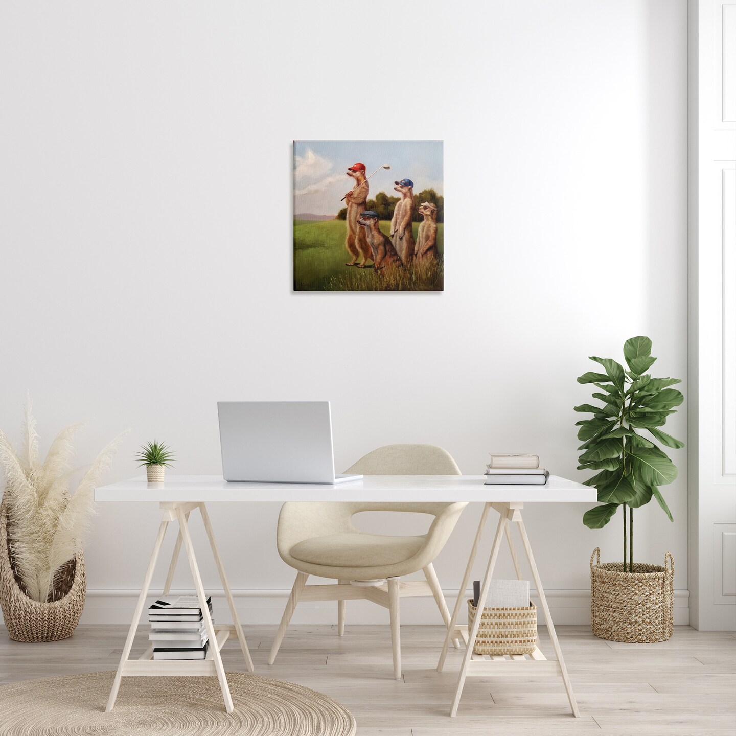 Stupell Industries Meerkats Playing Golf Canvas Wall Art