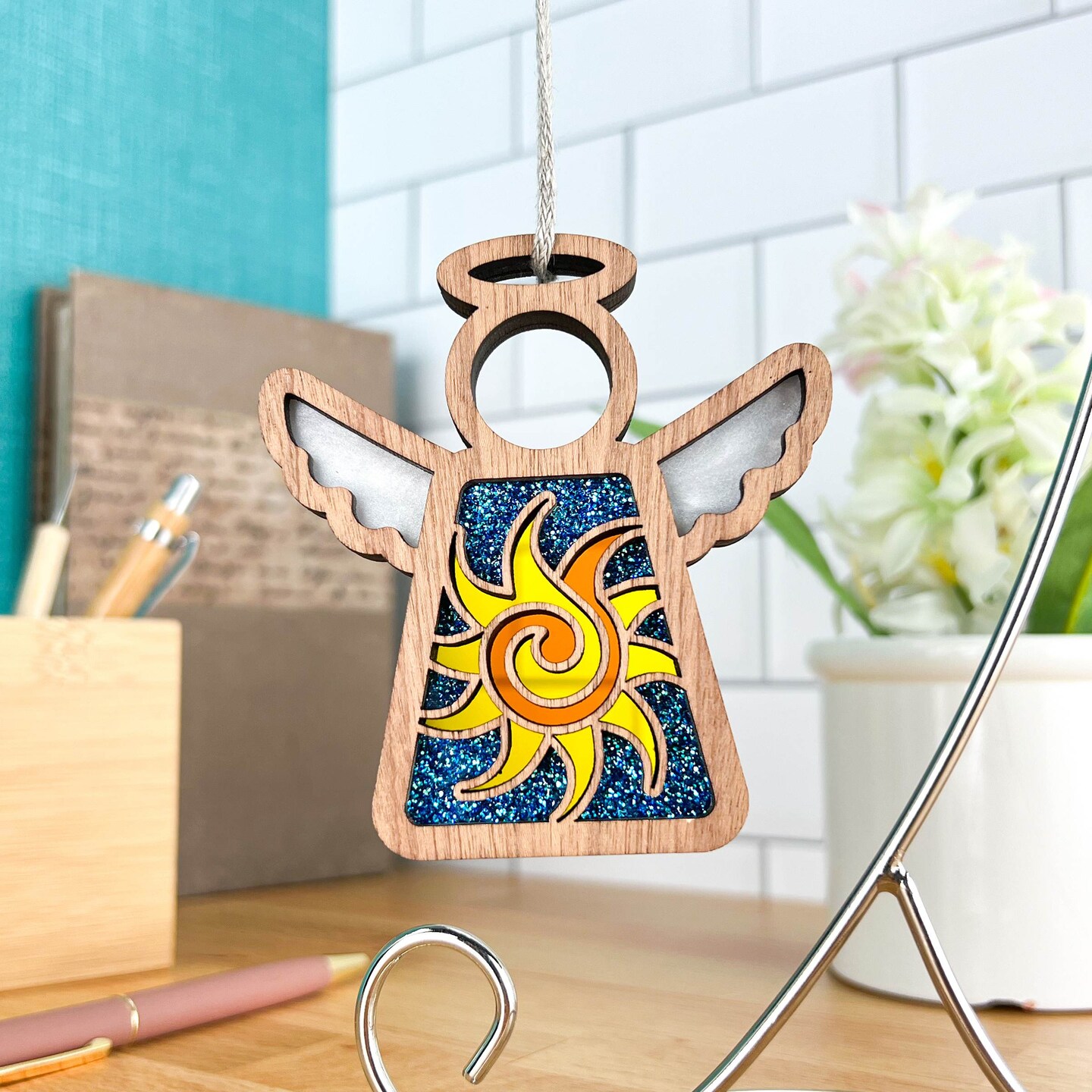 3.5&#x22; Celestial Sun Ornament - Handcrafted in Texas - Mother&#x27;s Angels&#xAE; Figurine - Mother&#x27;s Day Gifts