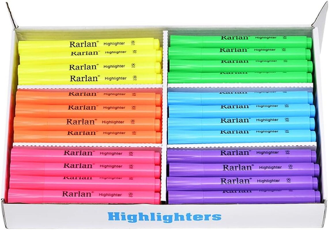 Highlighters, Chisel Tip, Assorted Fluorescent, 72 Count Bulk Pack