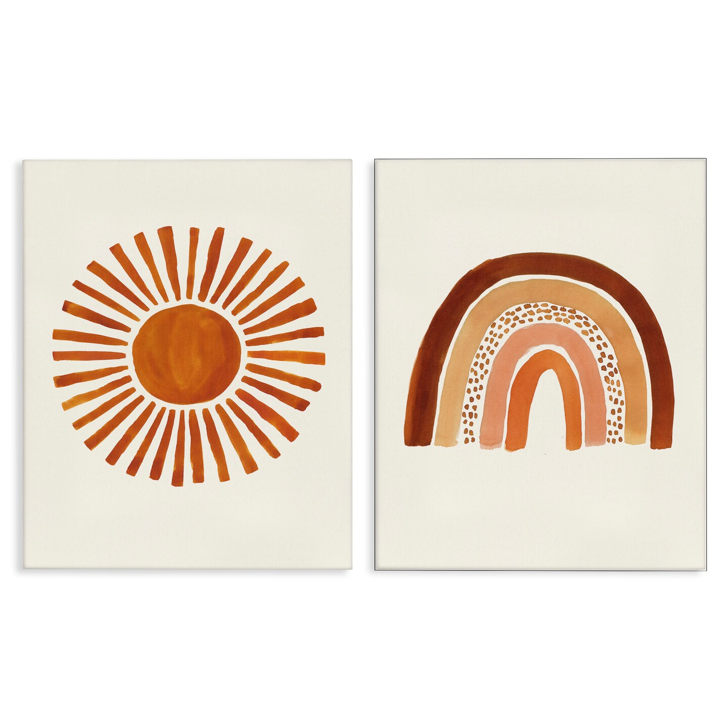 Stupell Industries Orange Sun Patterned Rainbow Boho Canvas Wall Art