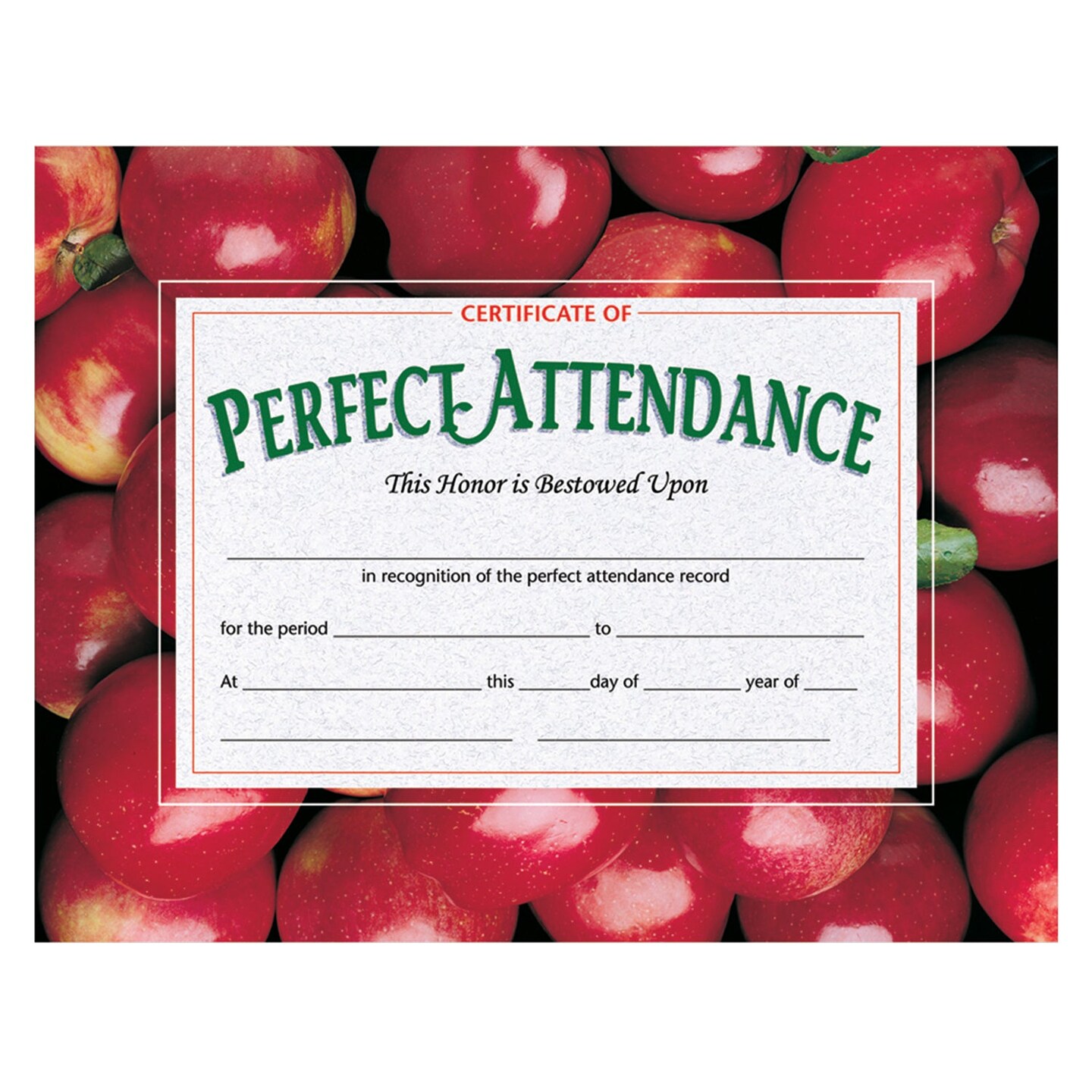 Certificate of Perfect Attendance, 8.5&#x22; x 11&#x22;, Pack of 30