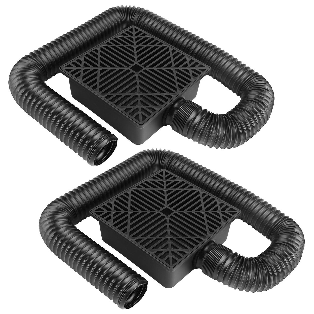 2Pcs Gutter Downspout Extension Low Profile No Deep Digging Catch Basin Downspout Extender With 4.9Ft Flexible