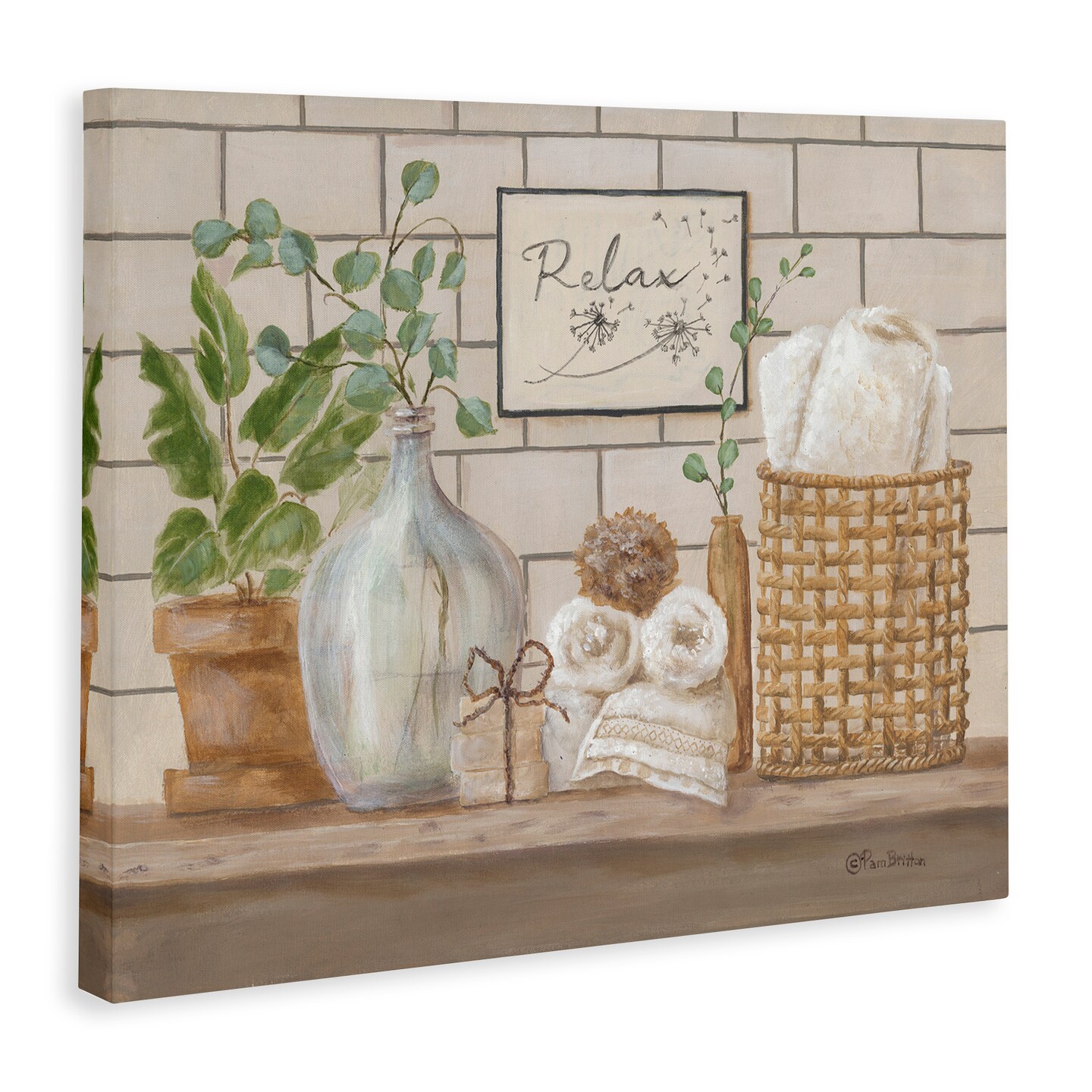 Stupell Industries Uplifting Bathroom Spa Relax Scene Canvas Wall Art