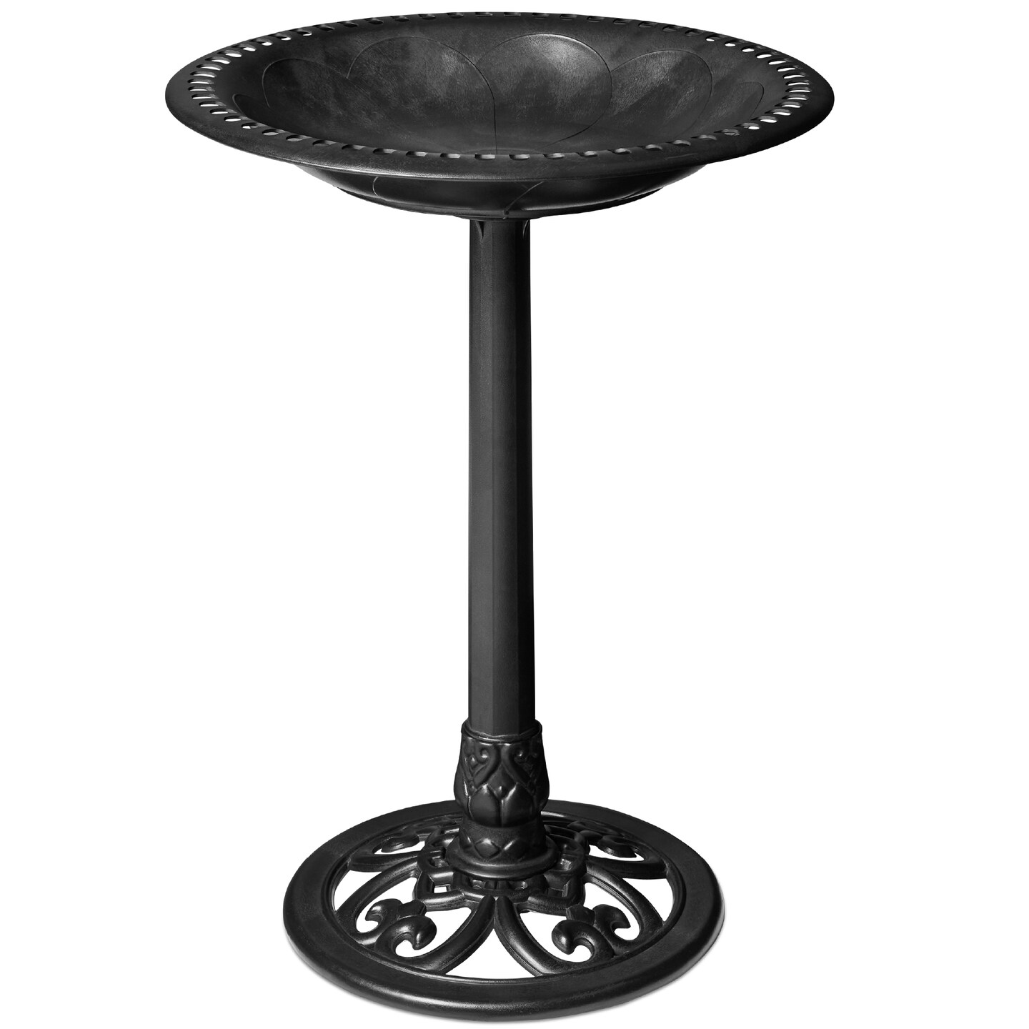 Best Choice Products Outdoor Rustic Pedestal Bird Bath Accent for Garden, Yard w/ Fleur-de-Lis Accents