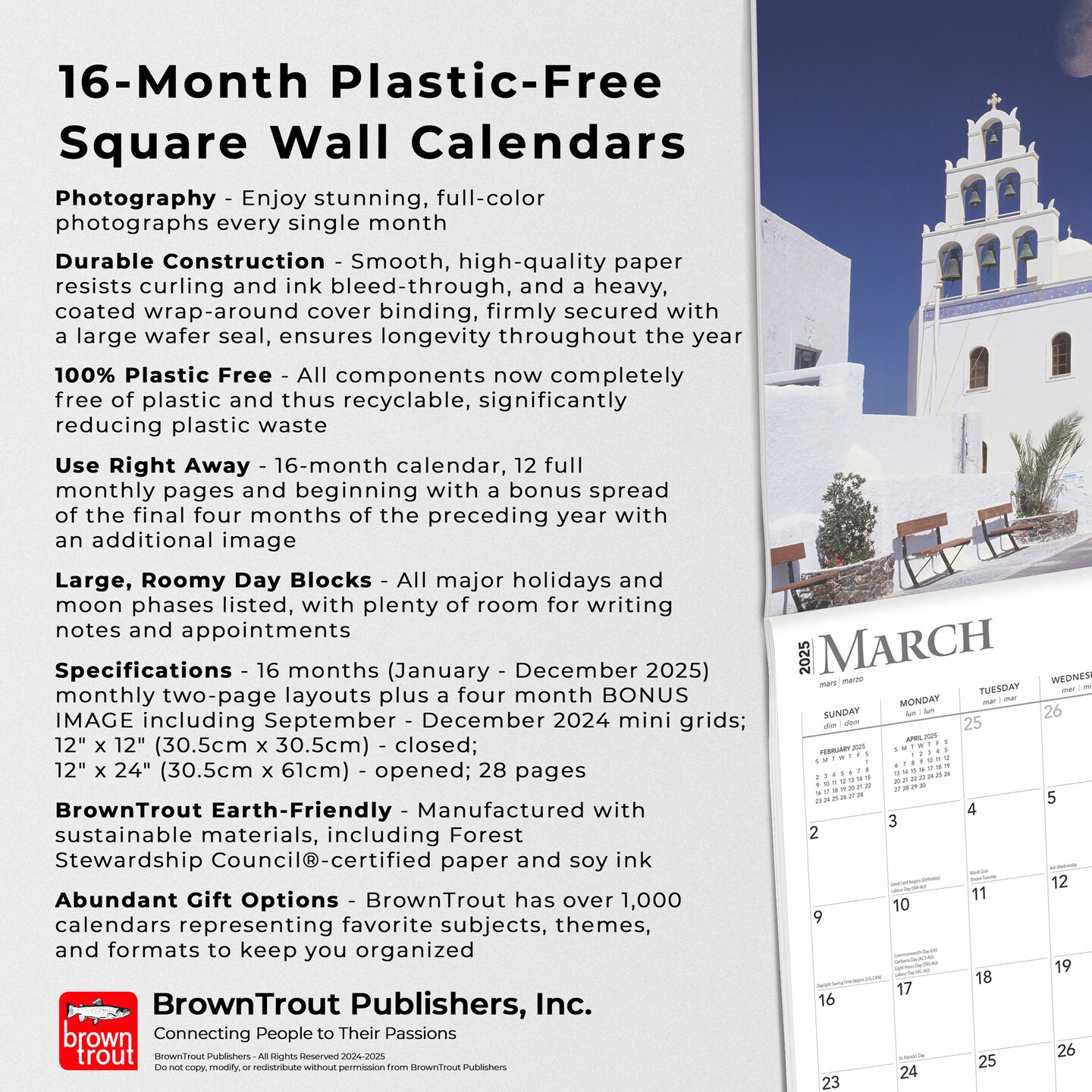 Moonstruck | 2025 12 x 24 Inch Monthly Square Wall Calendar | Foil Stamped Cover | Plastic-Free | BrownTrout | Lunar Stars Sky