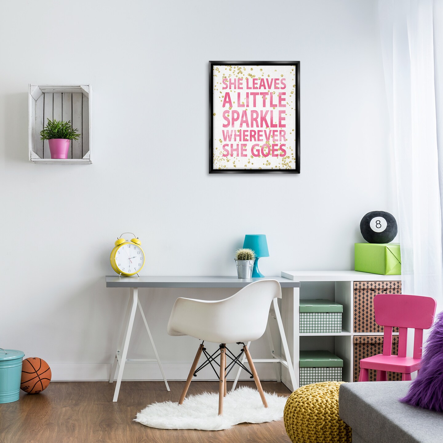 Stupell Industries Leaves A Little Sparkle Phrase Framed Floater Canvas Wall Art