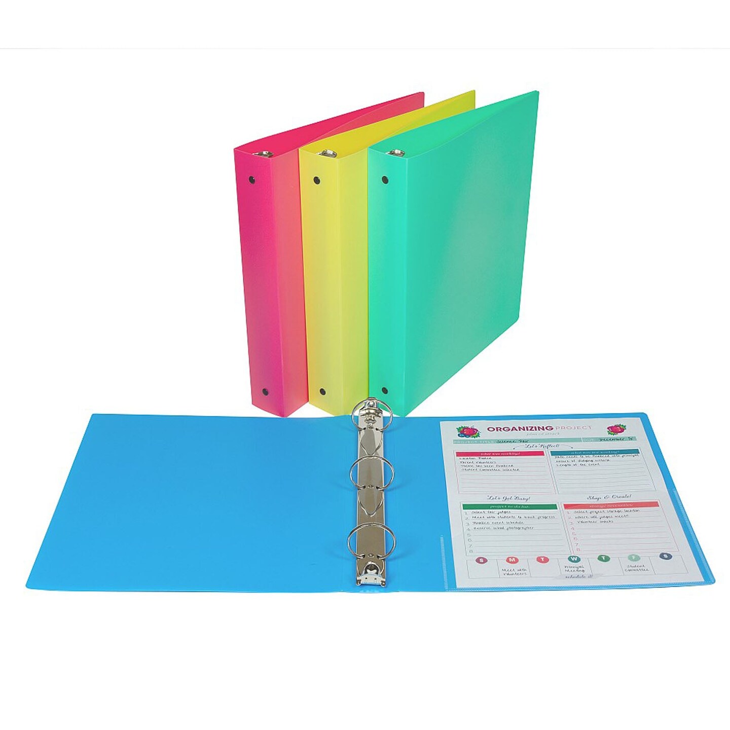 3-Ring Binder, 1-1/2&#x22; Capacity, Assorted Colors