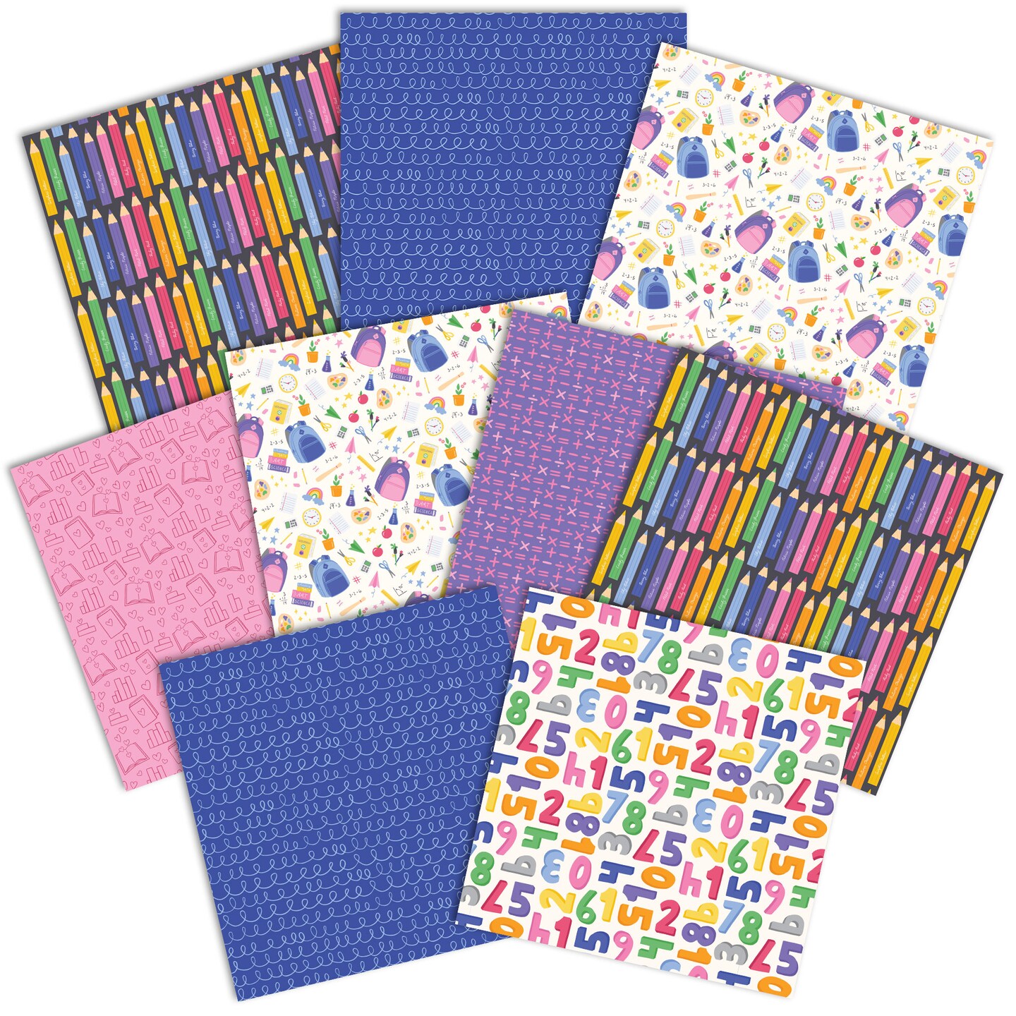 School Days Pattern 12 x 12 Scrapbook Paper Set