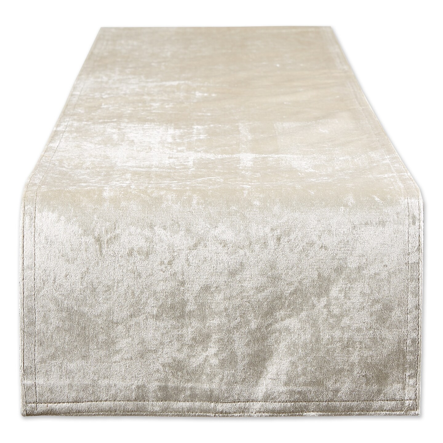 Contemporary Home Living Velvet Rectangular Table Runner - 108&#x22; - Beige