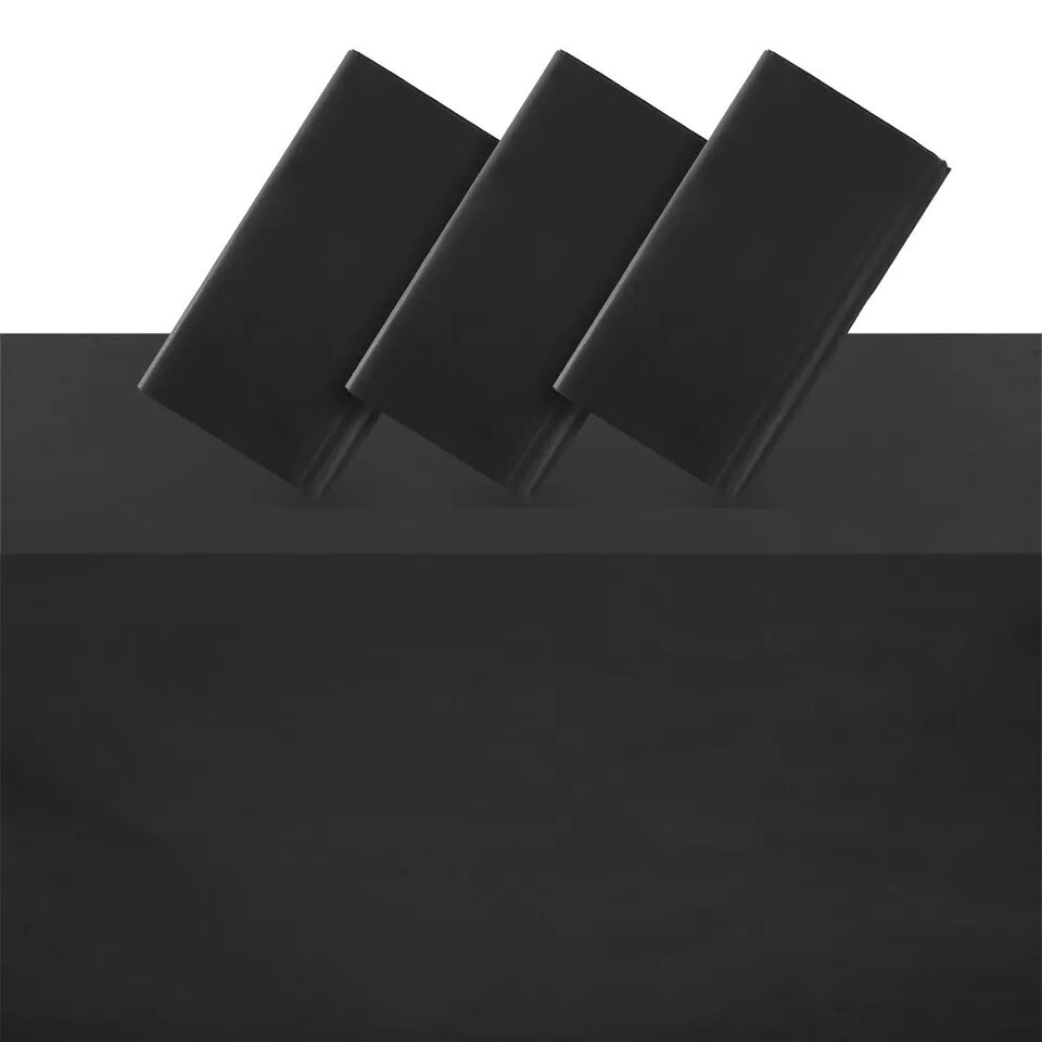 3x Tablecloth Black Plastic Table Cover Disposable for Halloween Party 54x108 In