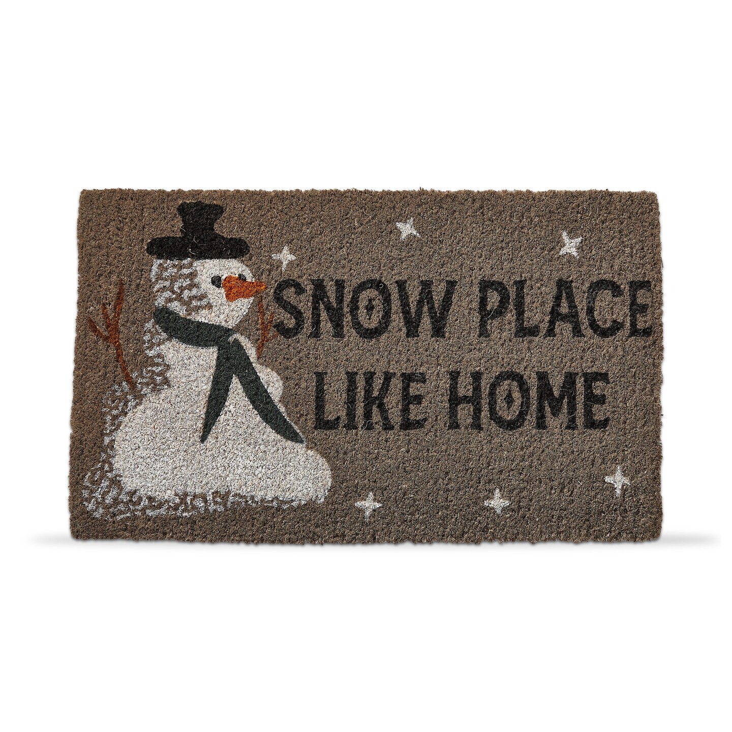 1&#x27;6&#x22; x 2&#x27;6&#x22; Snow Place Like Home Sentiment with Snowman Rectangle Indoor and Outdoor Coir Door Welcome Mat Grey Background