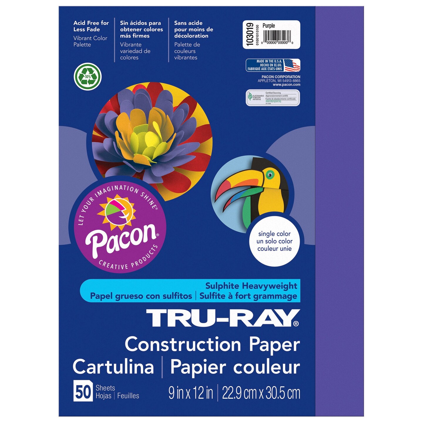 Construction Paper, Purple, 9&#x22; x 12&#x22;, 50 Sheets