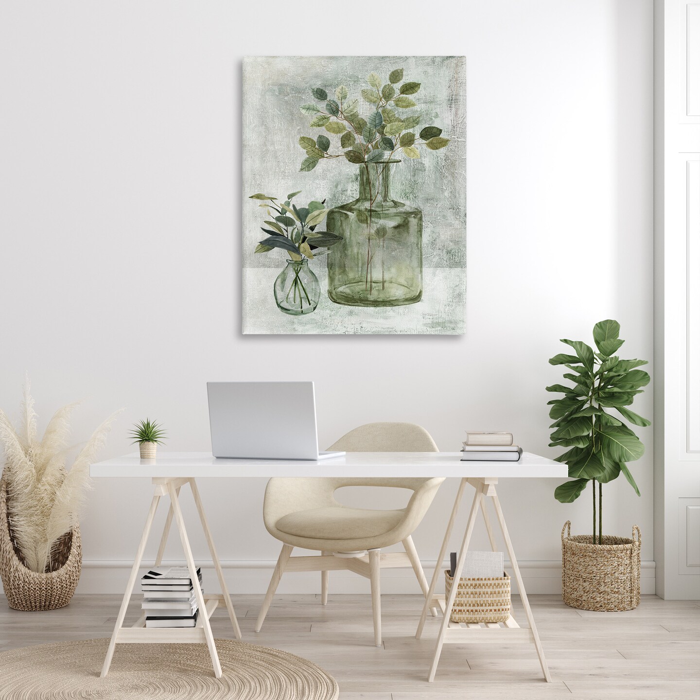 Stupell Industries Herbal Plants with Green Leaves Canvas Wall Art