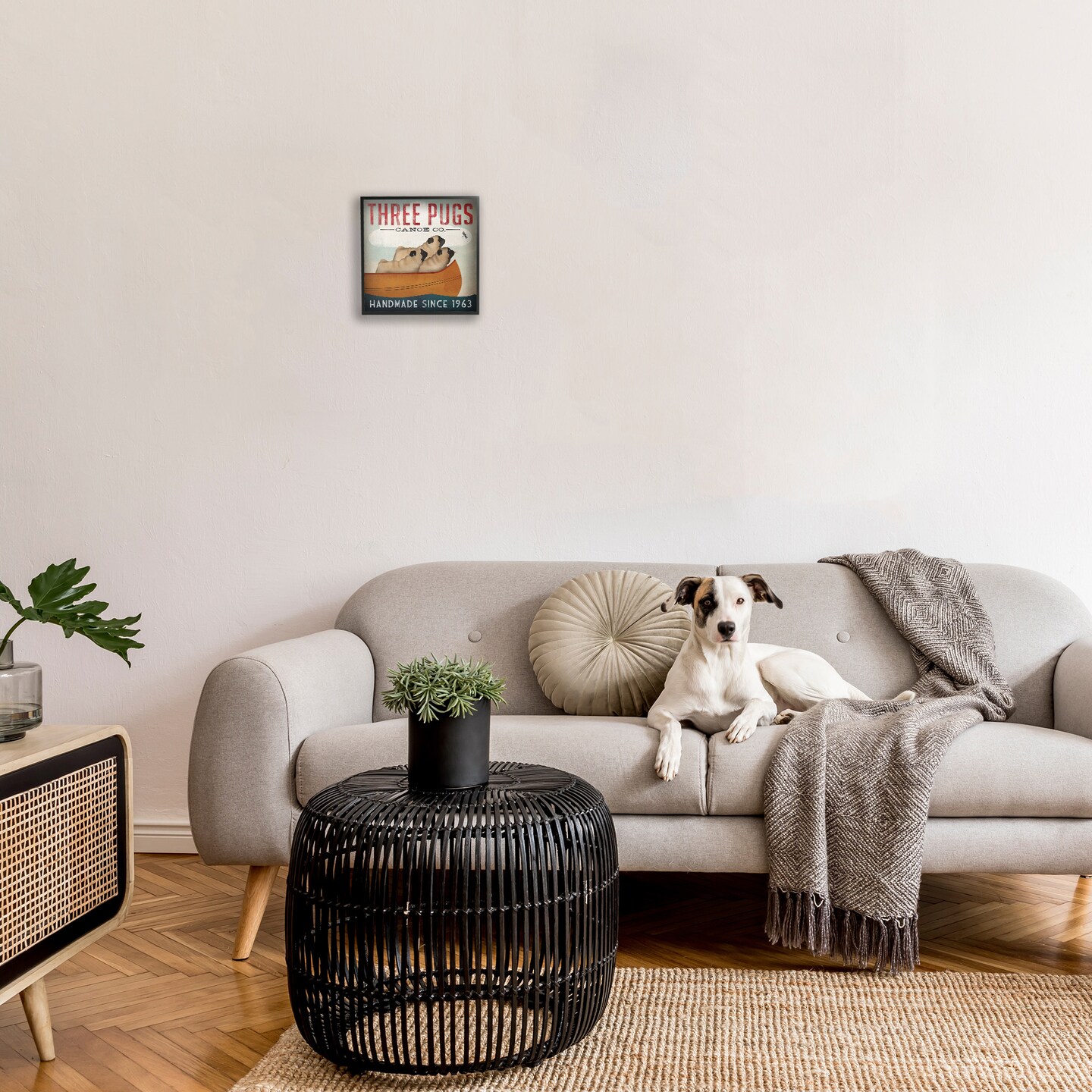 Stupell Industries Vintage Three Pugs in Canoe Framed Giclee Art