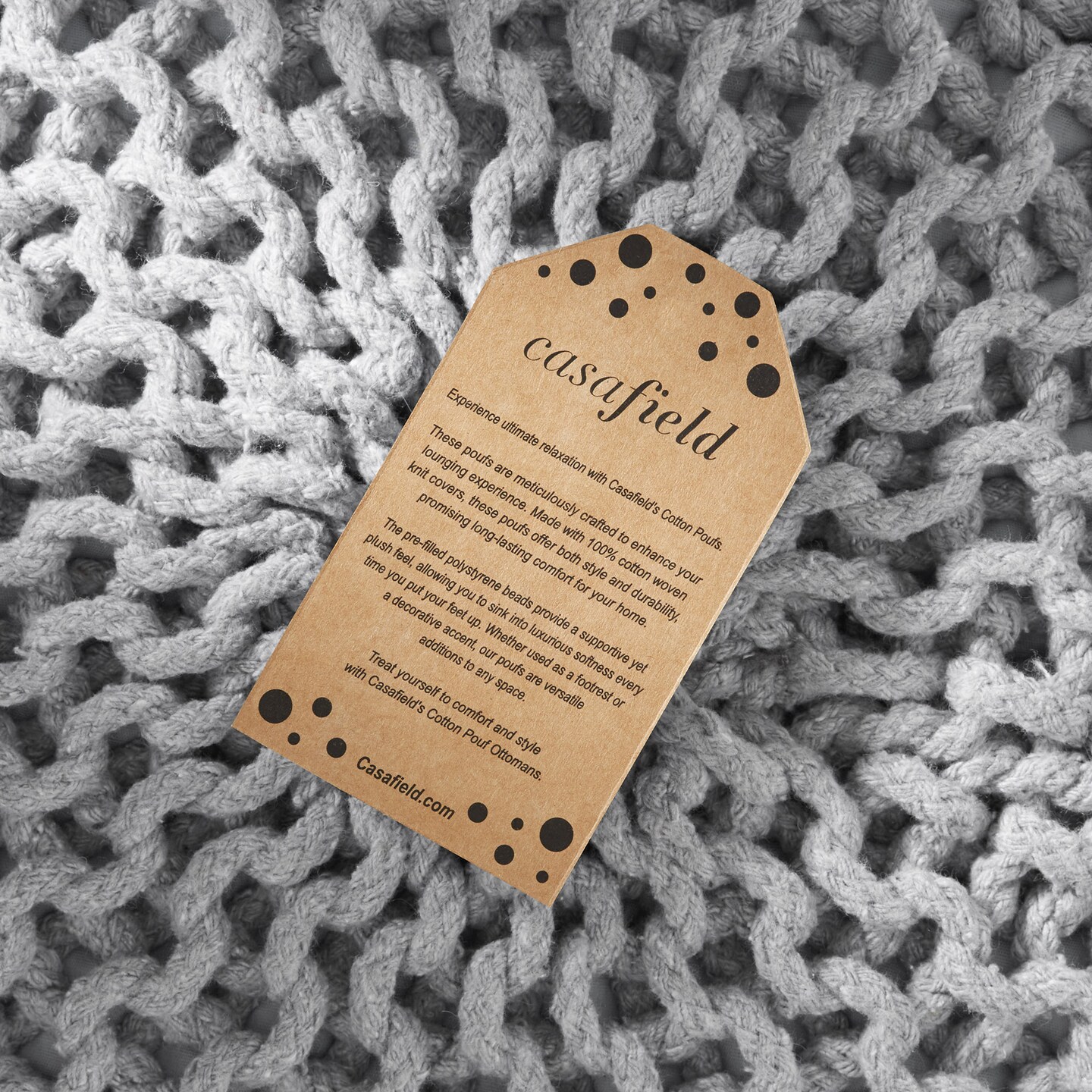 Casafield Pouf Ottomans, Cotton Knit Foot Stools, Boho Floor Pouffes for Living Room, Bedroom, Home Office