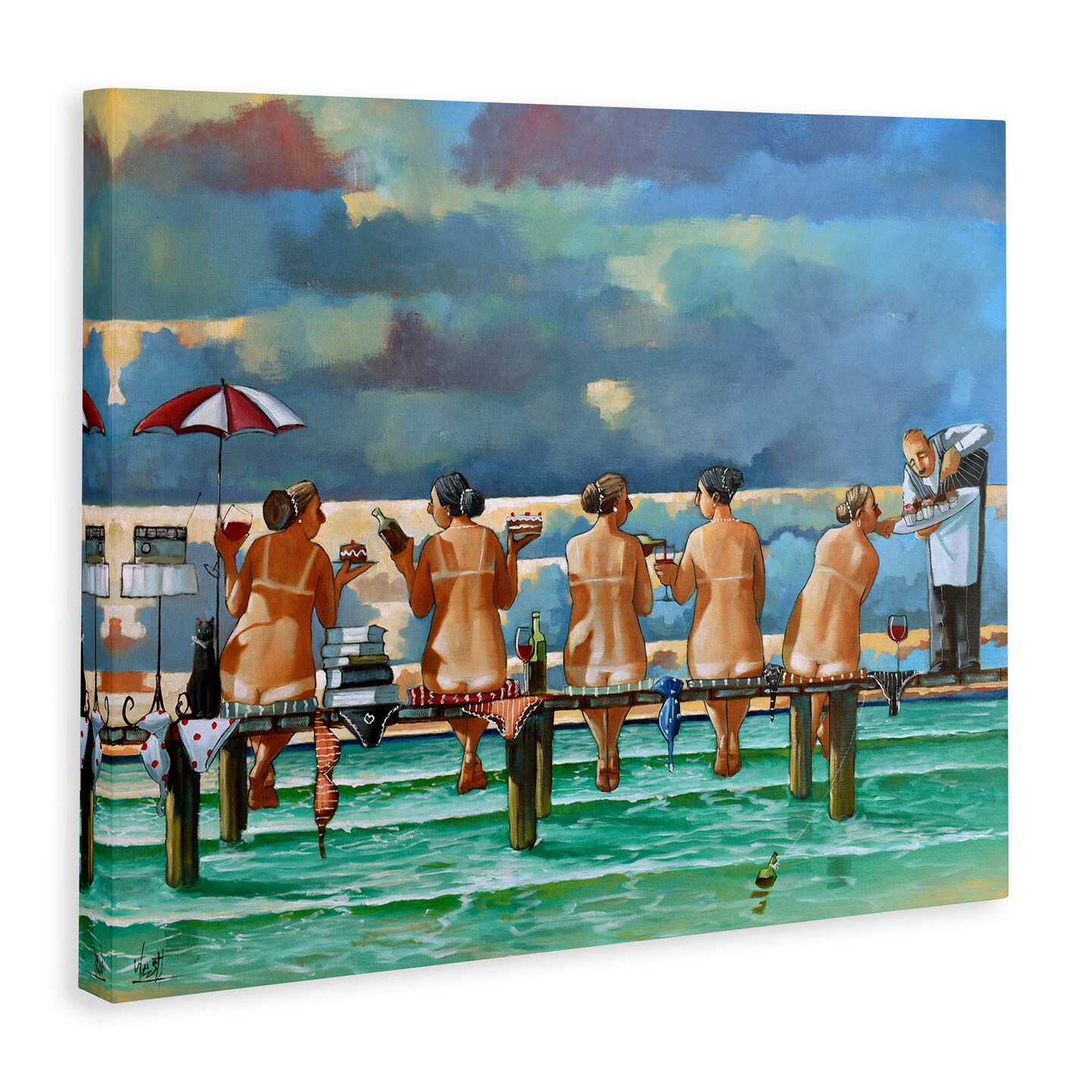 Stupell Industries Beach Dock Women Summer Fun Canvas Wall Art
