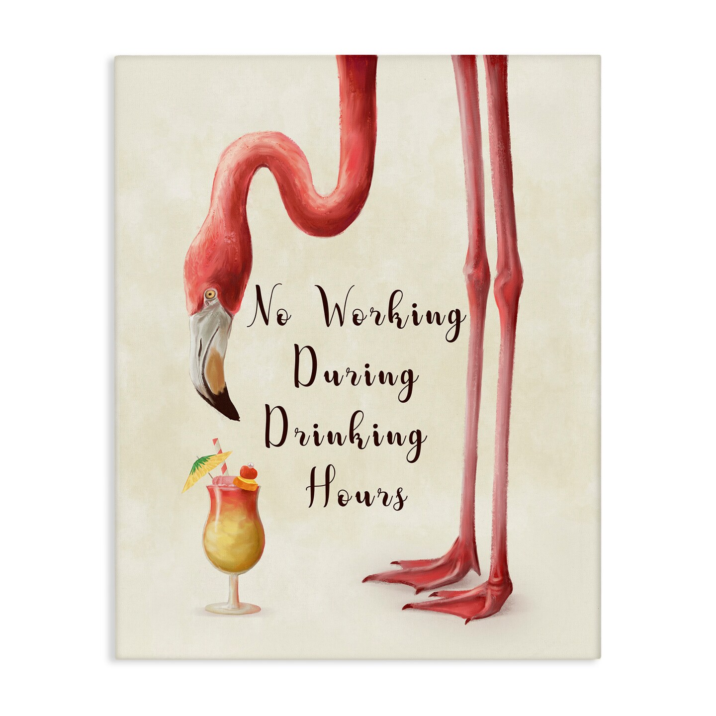 Stupell Industries Flamingo & Cocktail Phrase Canvas Wall Art