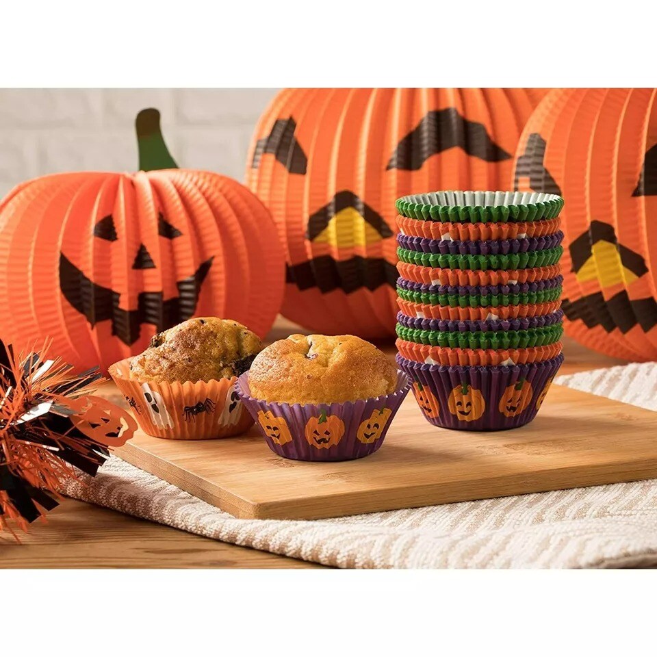 300 Pack Halloween Cupcake Liners Pumpkin Ghost Spider Wrappers for Party D&#xE9;cor