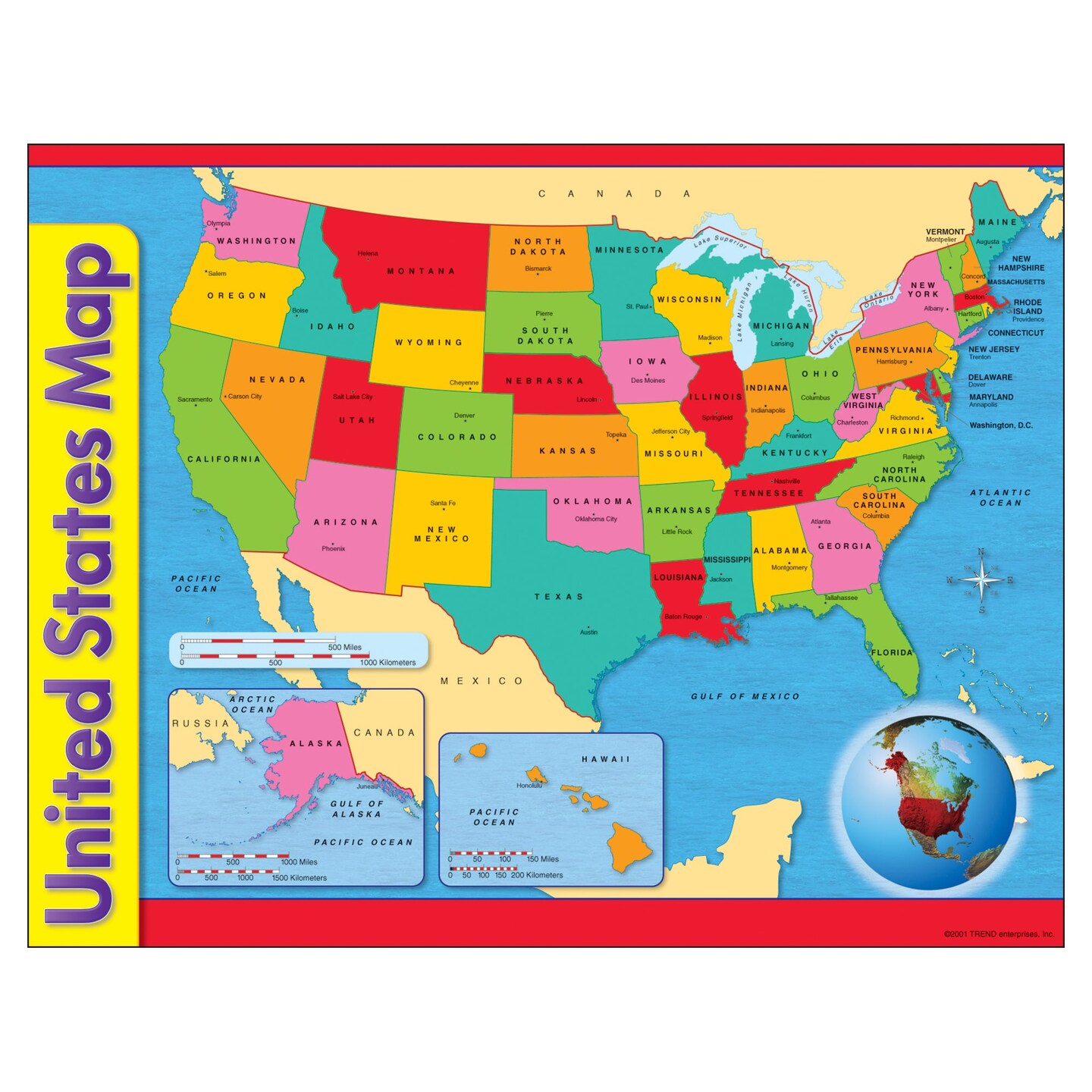 United States Map Learning Chart, 17&#x22; x 22&#x22;
